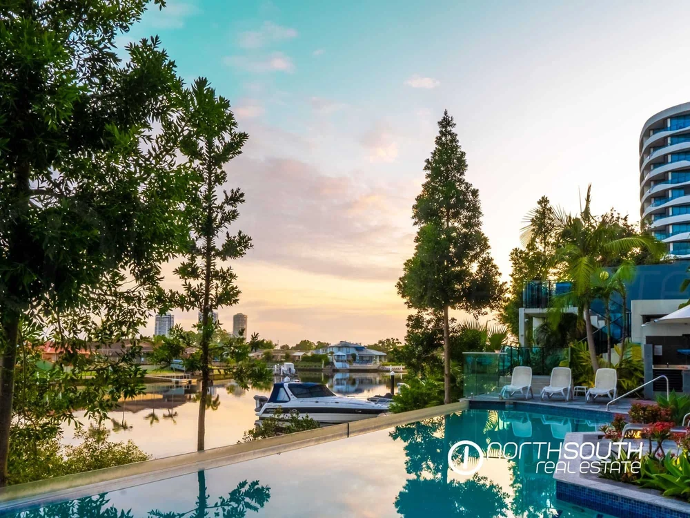 Waterfront at sunset, Waterpoint Residences – properties for sale Gold Coast