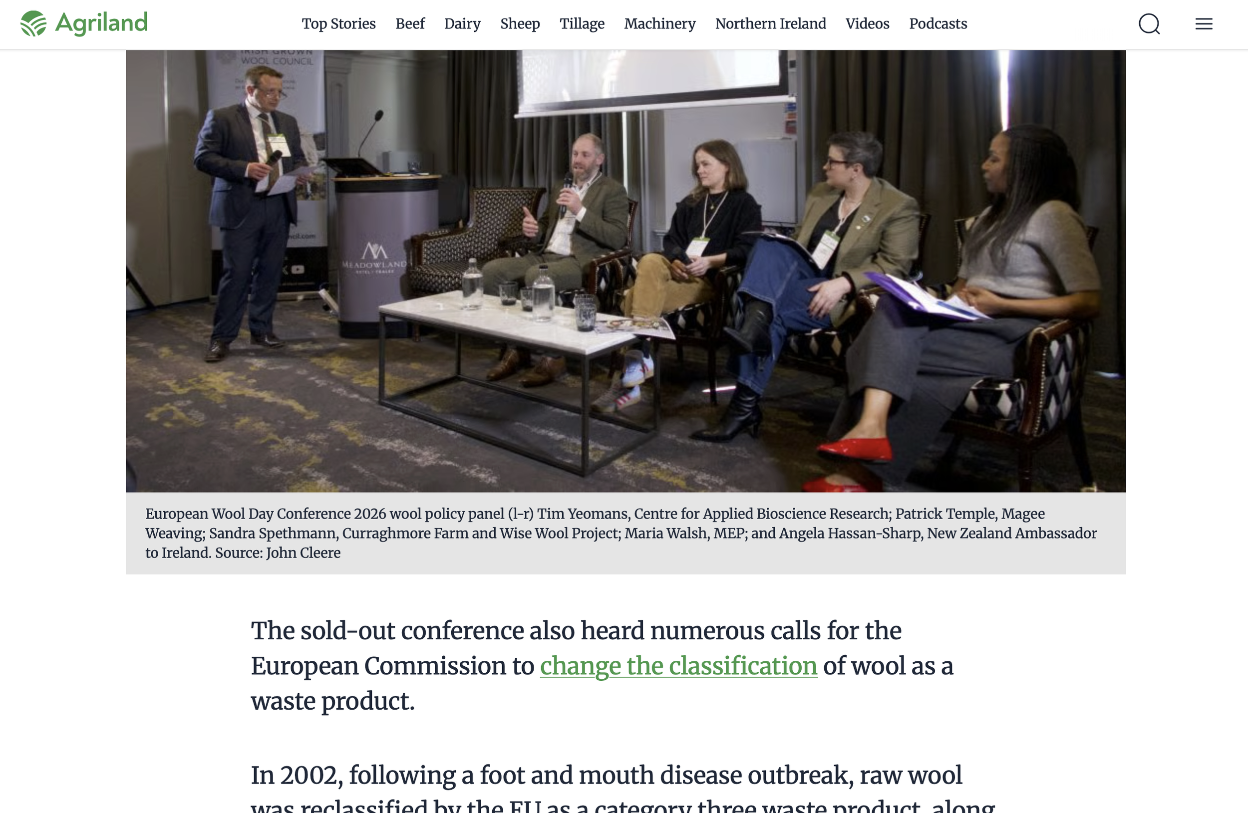 Agriland - European Wool Day - Conference hears call to remove VAT from wool products