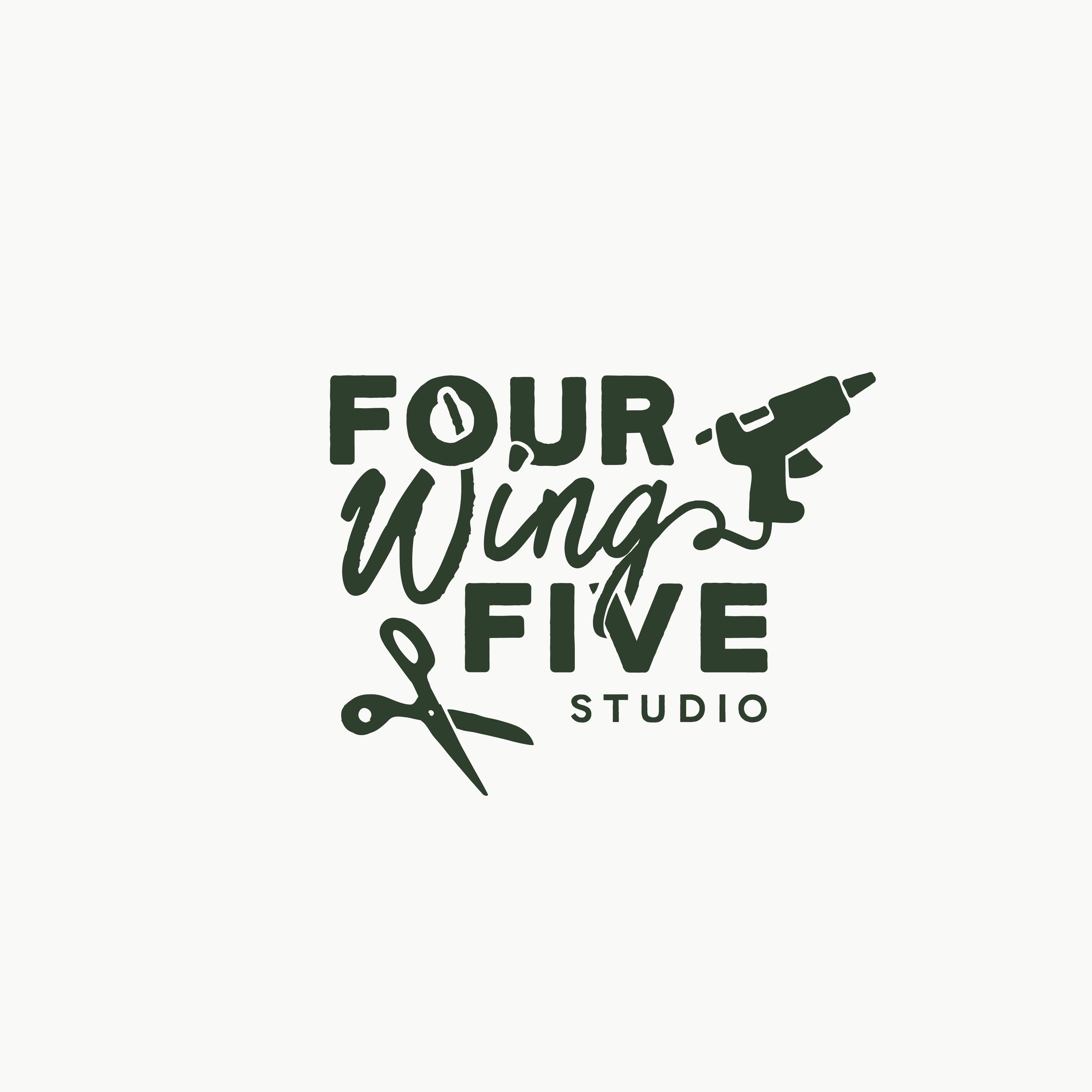 Four Wing Five Studio Logo, 2023.
Four Wing Five is a creative studio led by the multi-disciplined artist and designer, Harmony Walker. Her hopes were to use two contrasting, yet similarly-human typefaces to create a modern, descriptive, and versati