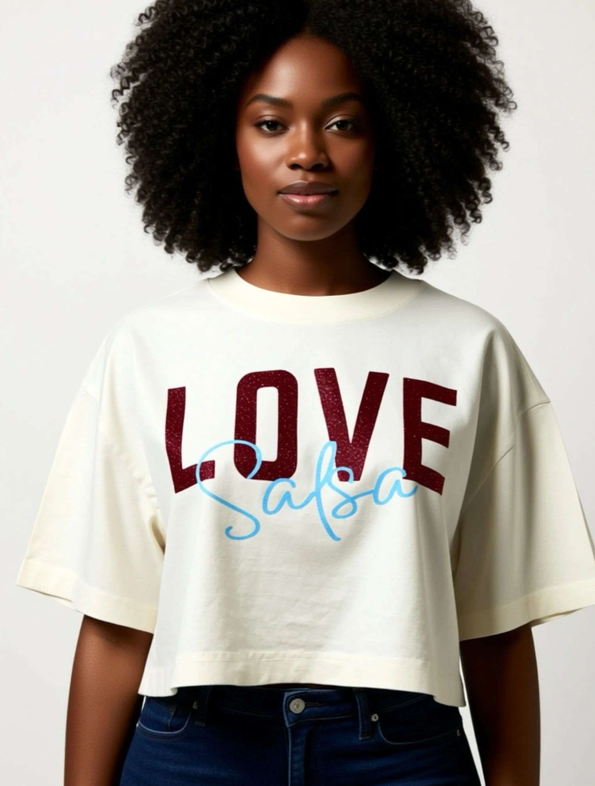 LOVE SALSA Garment Dyed Crop top