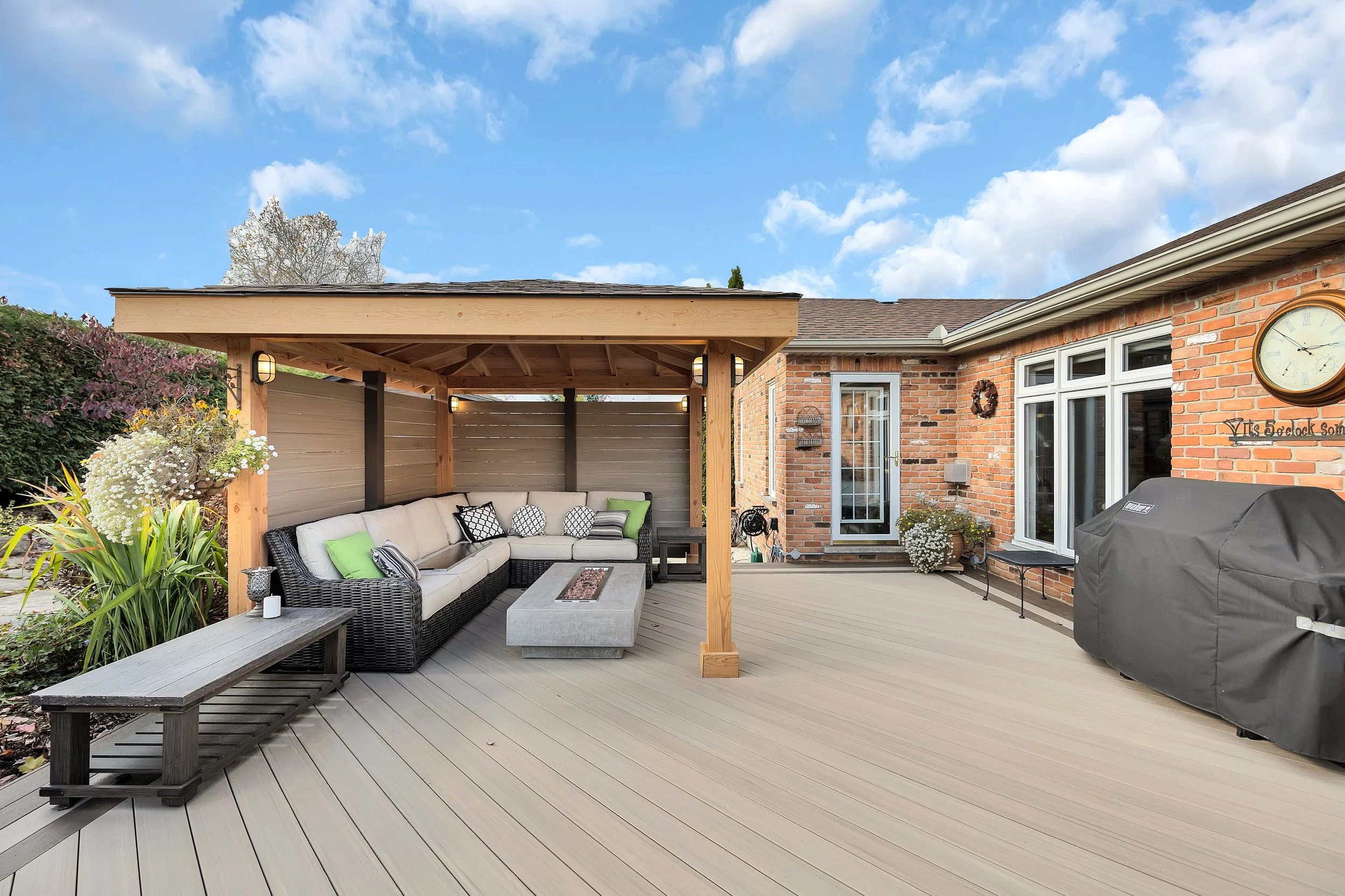 TimberTech AZEK Landmark PVC Deck with Douglas Fir Timber Gazebo - Located in Stratford