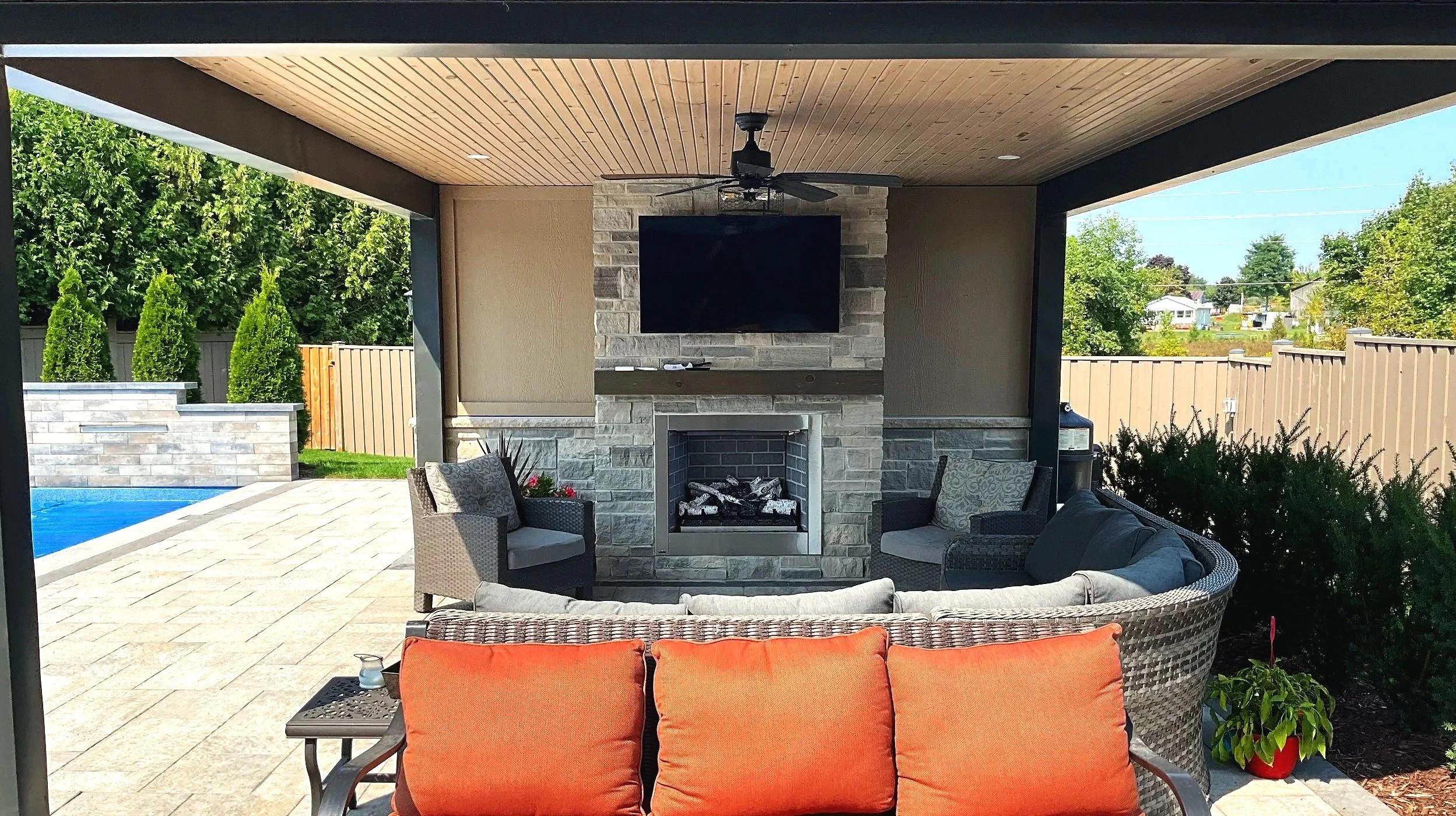 Napoleon Gas Outdoor Fireplace With Stone Veneer Finish
