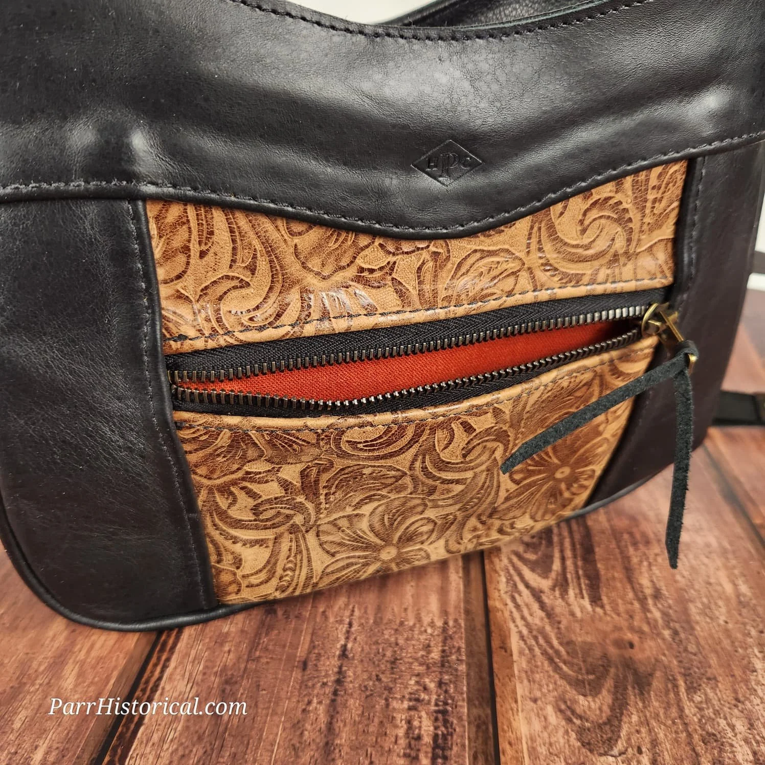 Eva Leather X-Body Black-Brown Floral_Back zipper open.jpg