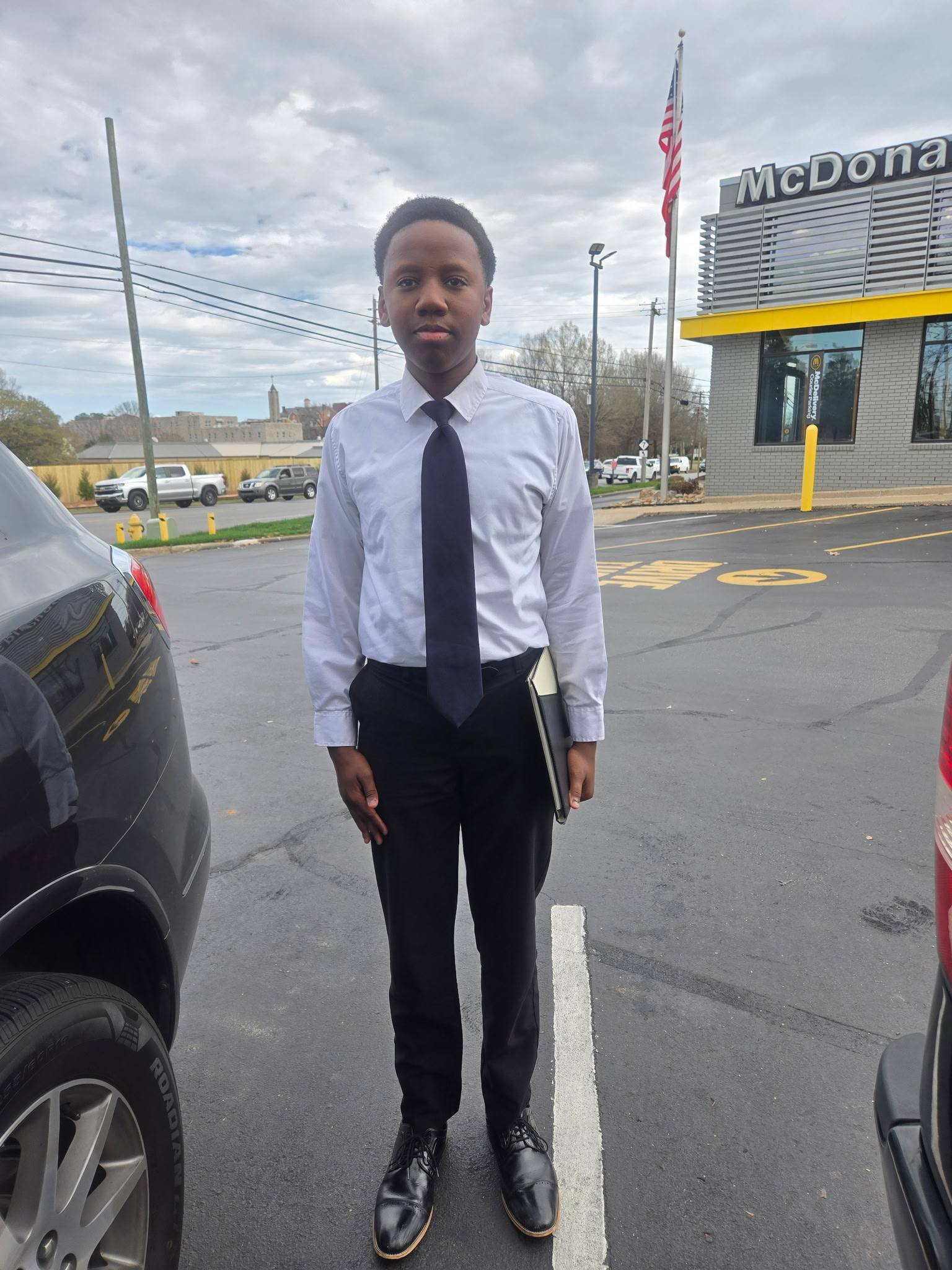 Train up a child in the way he should go...
My boy Eddy heading into his first Job interview and coming out with the crazy coolaid smile.. He is Confident, clean and backed by the word of God..