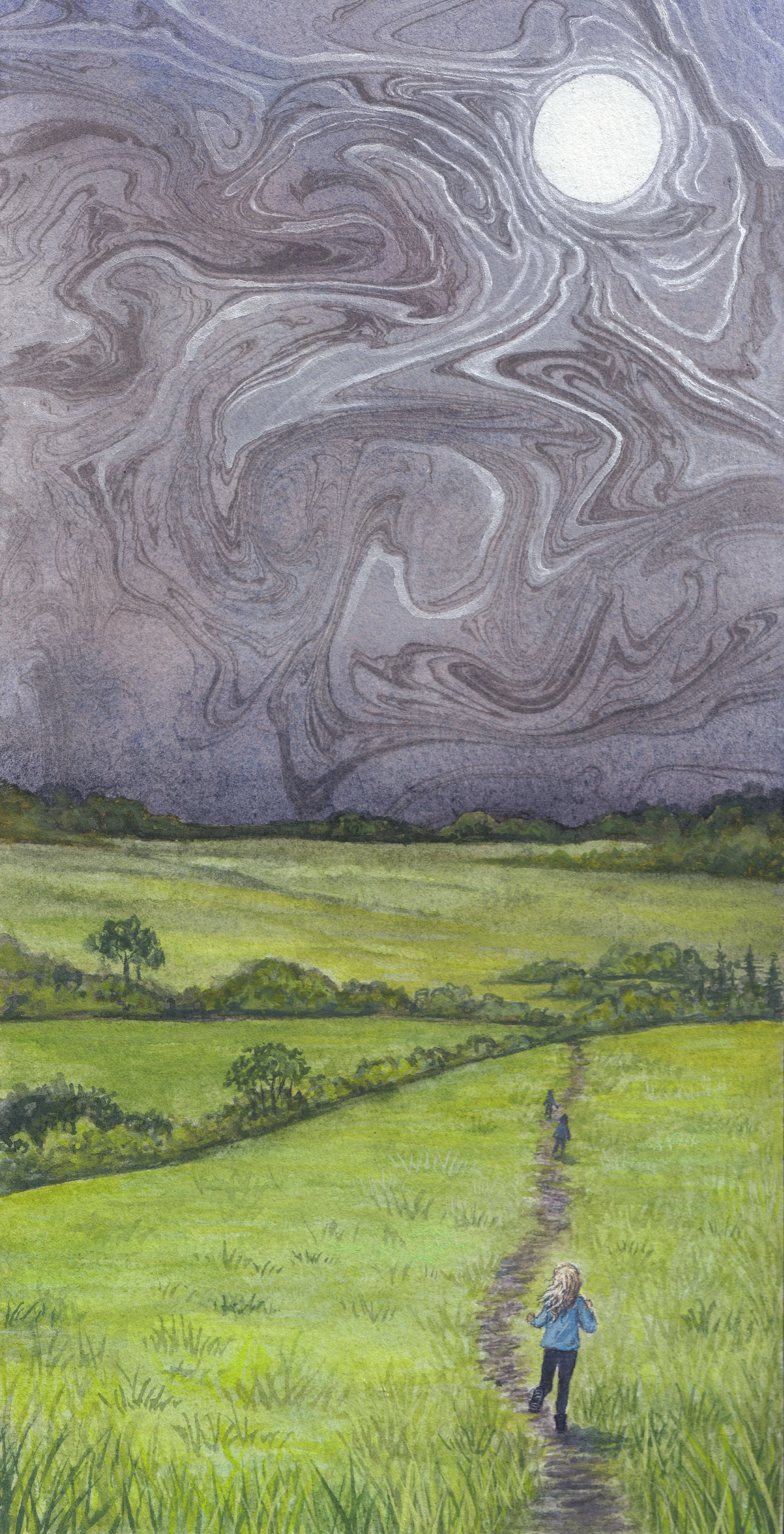 End of the World watercolor painting 6x12 inches