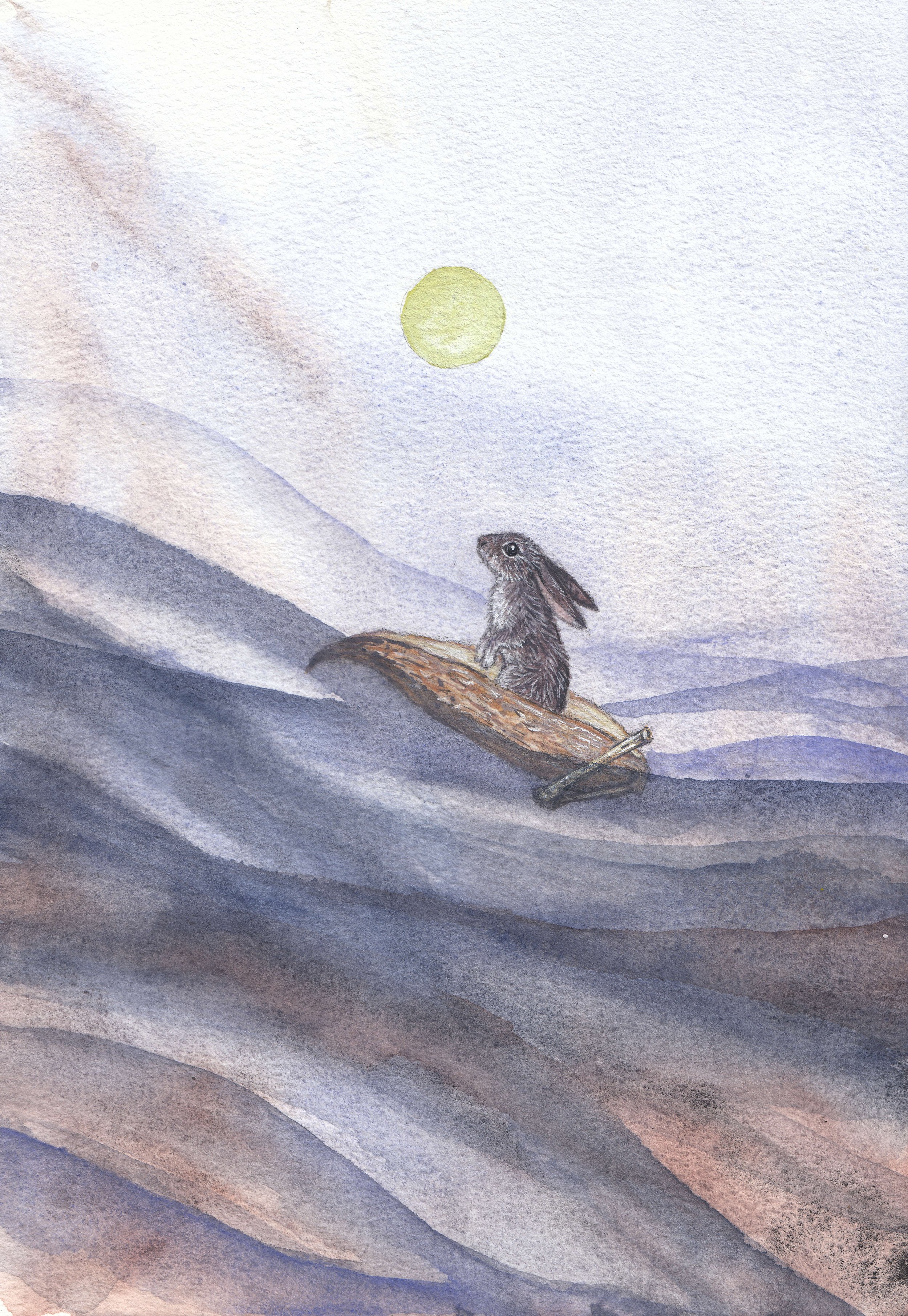 Milkweed boat Watercolor and ink 6x8 inch painting