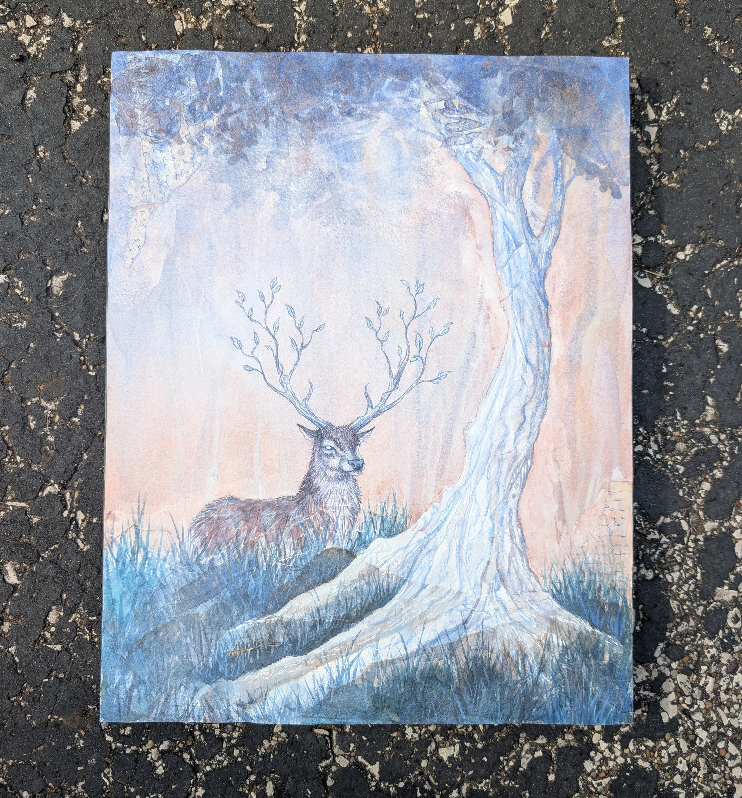 Red Deer watercolor painting 11x14