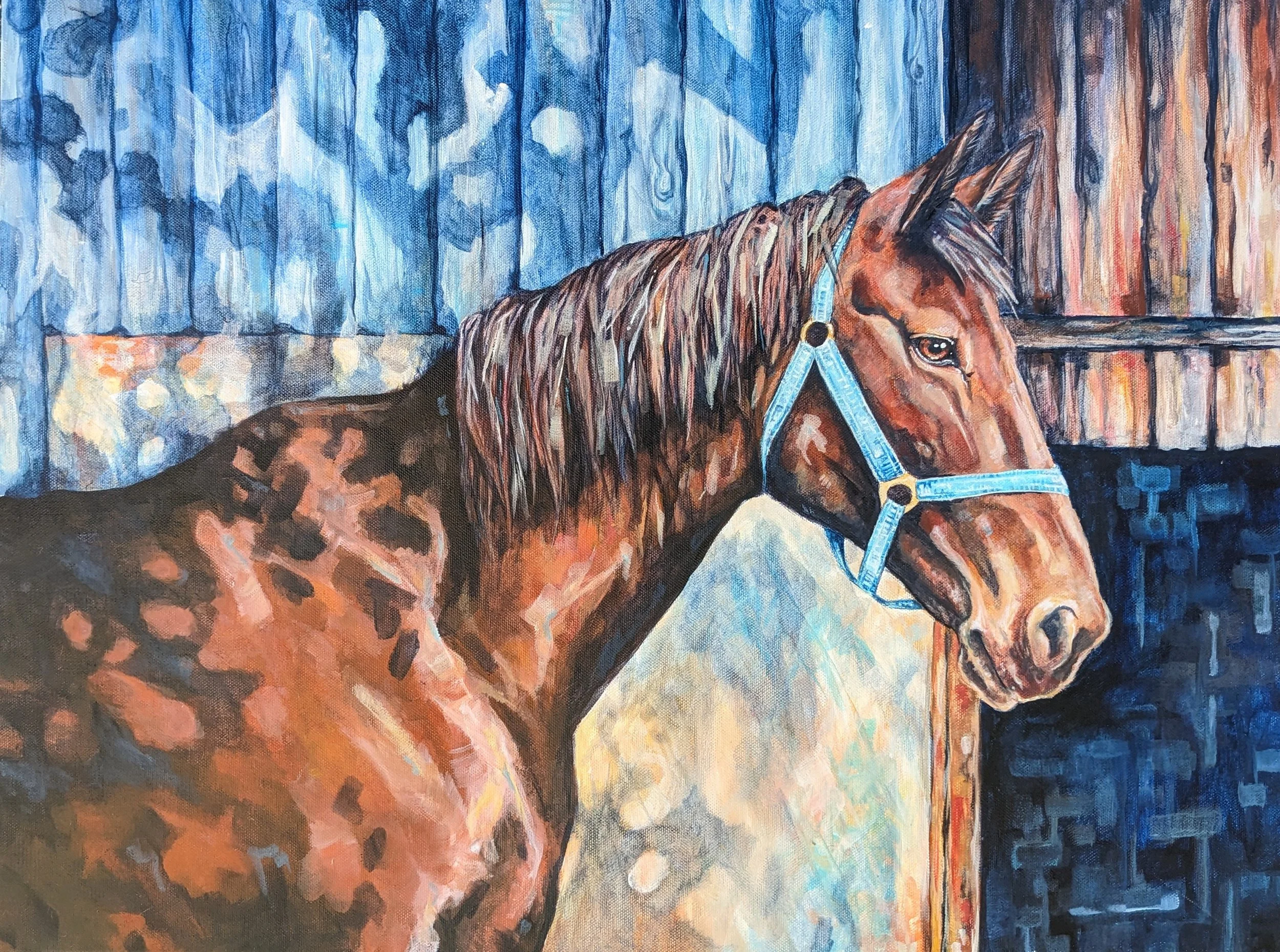 Horse Barn Acrylic painting 18x24
