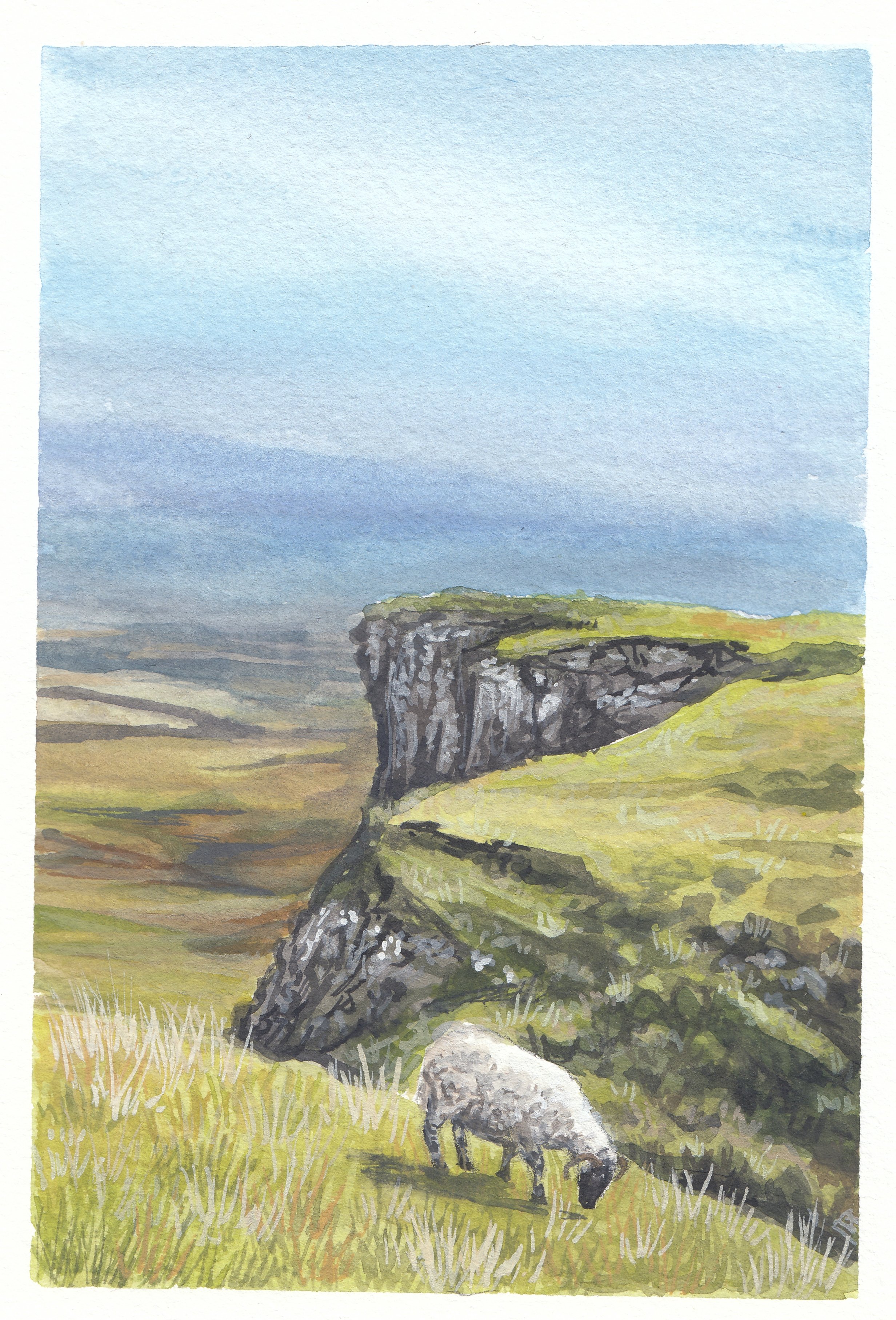 4x6 inch sheep landscape Gouache Painting