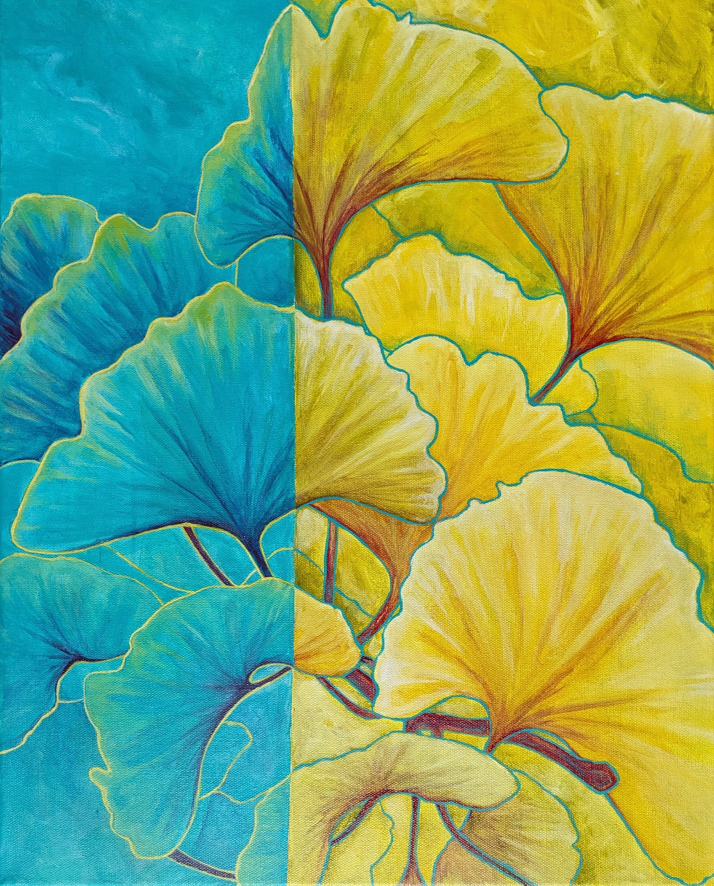 Two tone Ginkgos Acrylic painting 16x20