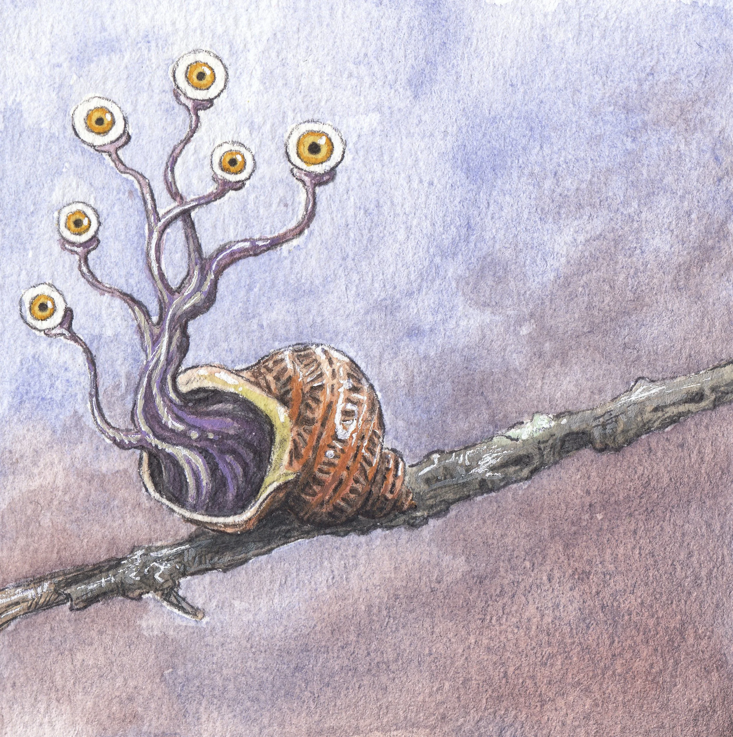 Butterfly eye watercolor and ink 2.5 x 3.5 inch mini painting