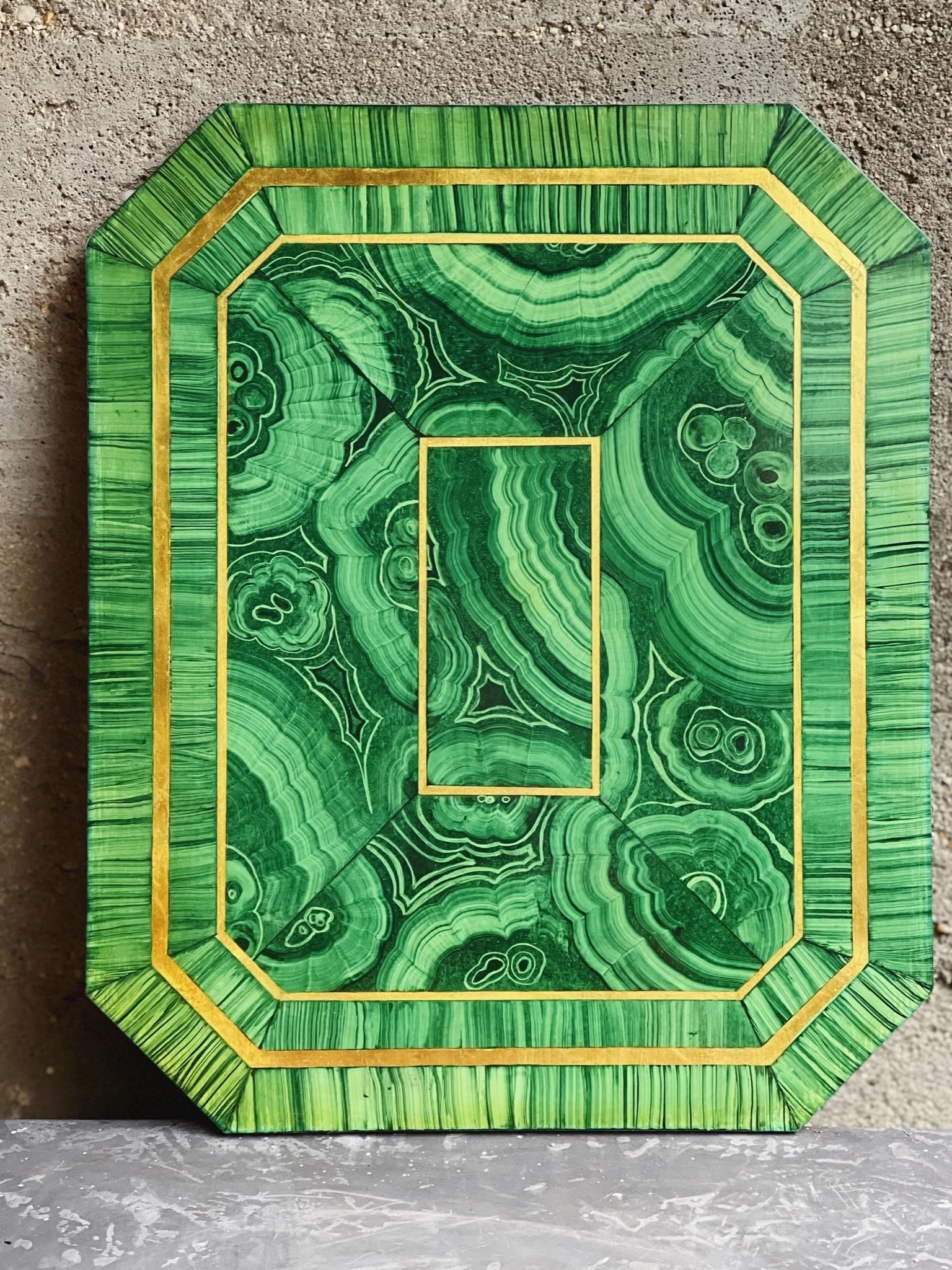 CURATED AND SOURCED BY WILDCRAFT MODERN- Set of Eight Rare Vintage Faux Malachite Placemats