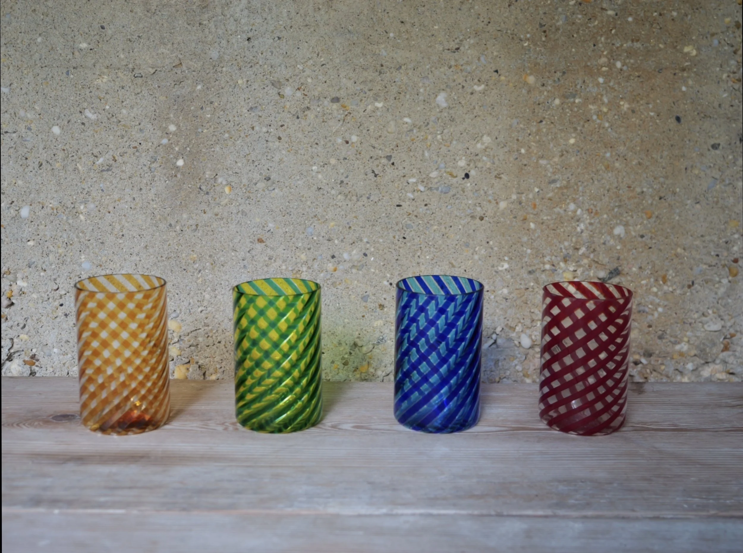 COLLECTED BY CABINE- SET OF FOUR MURANO GLASSES