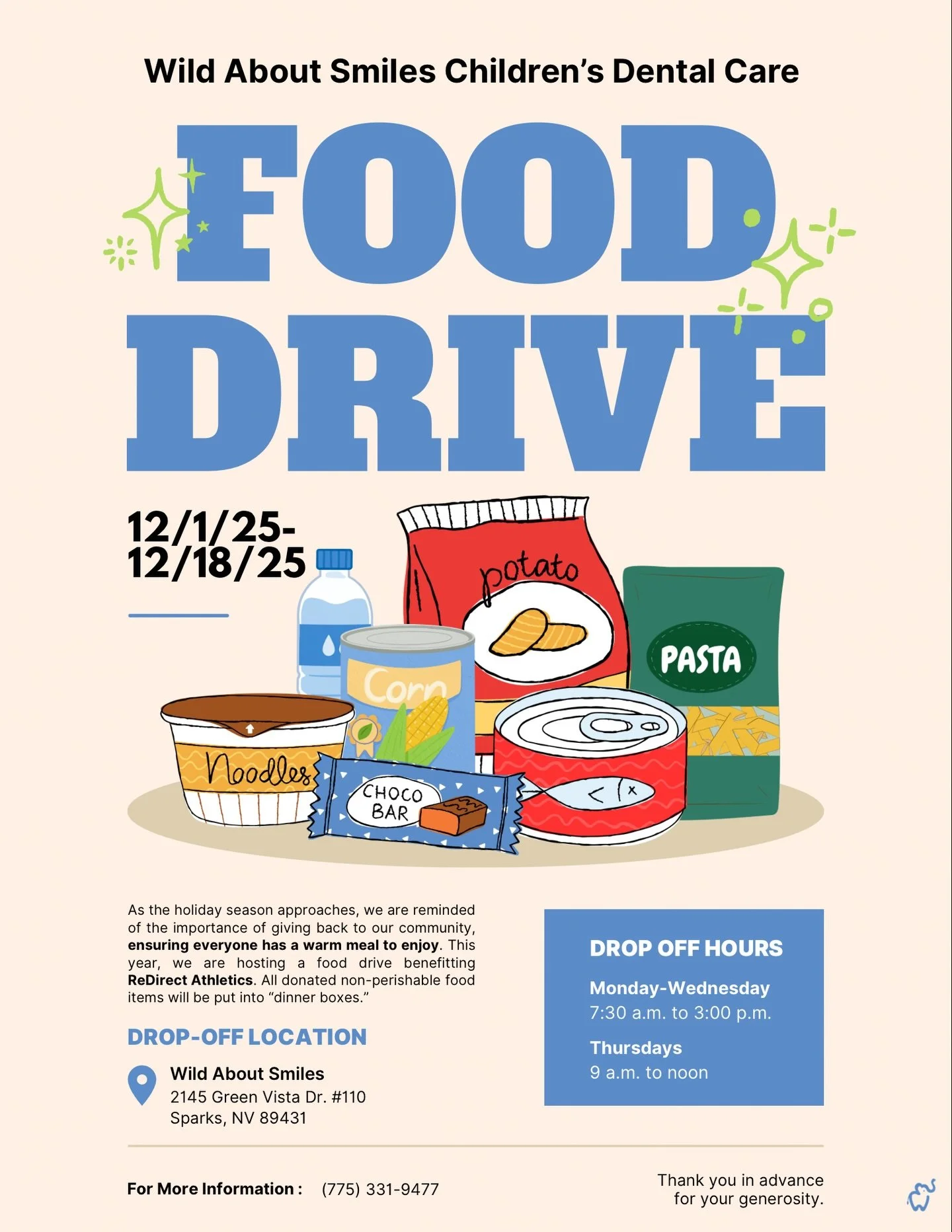 As the holiday season approaches, we&rsquo;re reminded of the importance of giving back and making sure every family in our community has a warm meal to enjoy. This year, Wild About Smiles Children&rsquo;s Dental Care is proud to host a Holiday Food 