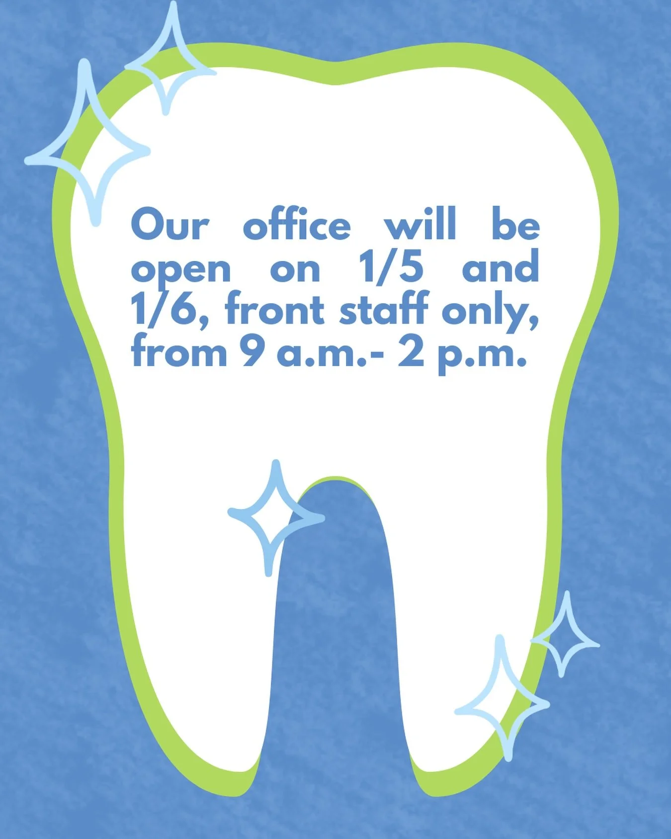 Quick hours update!

Our front desk staff will be in office a few hours next week. Stop in or call if you need anything.

Happy New Year! 🥳