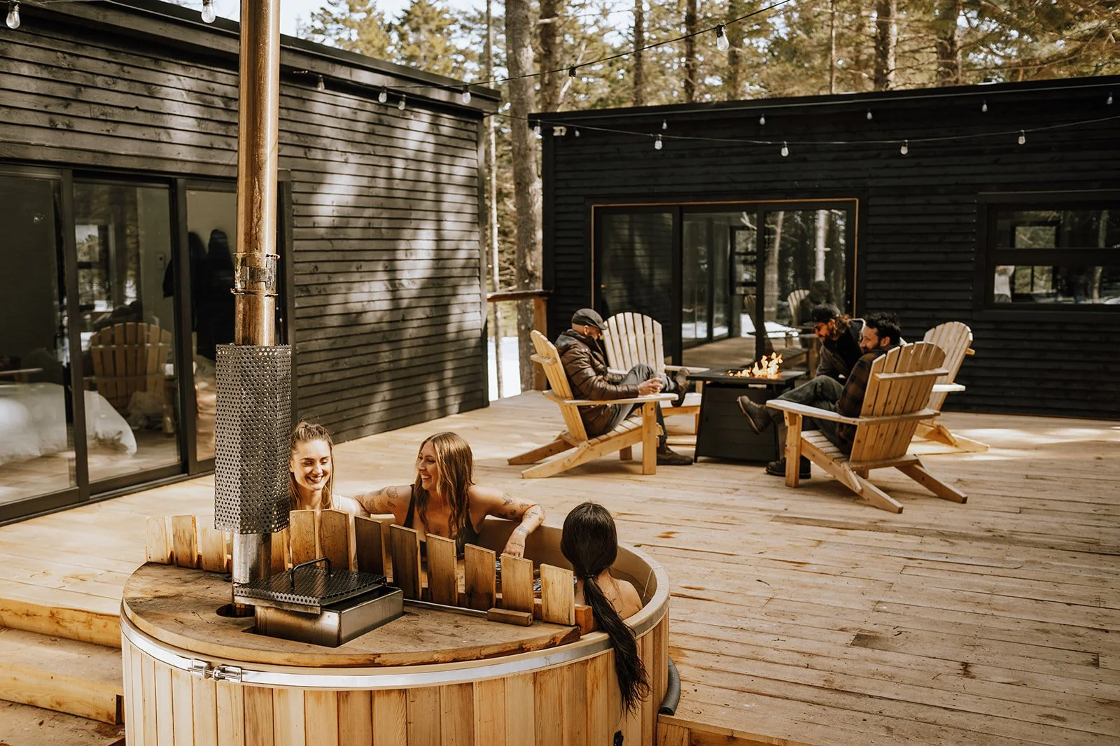 Cabins for friends getaway with cozy hot tubs