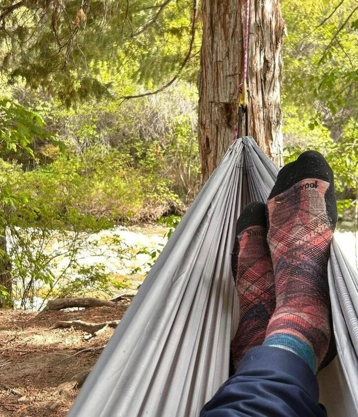 Taking a moment to connect with mother nature... or you know, just taking a nap.🌲💤 #gofarfeelgood