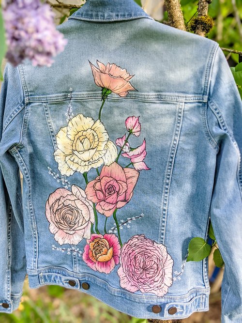 Hand Painted Denim Jacket — Kate Michelle Design