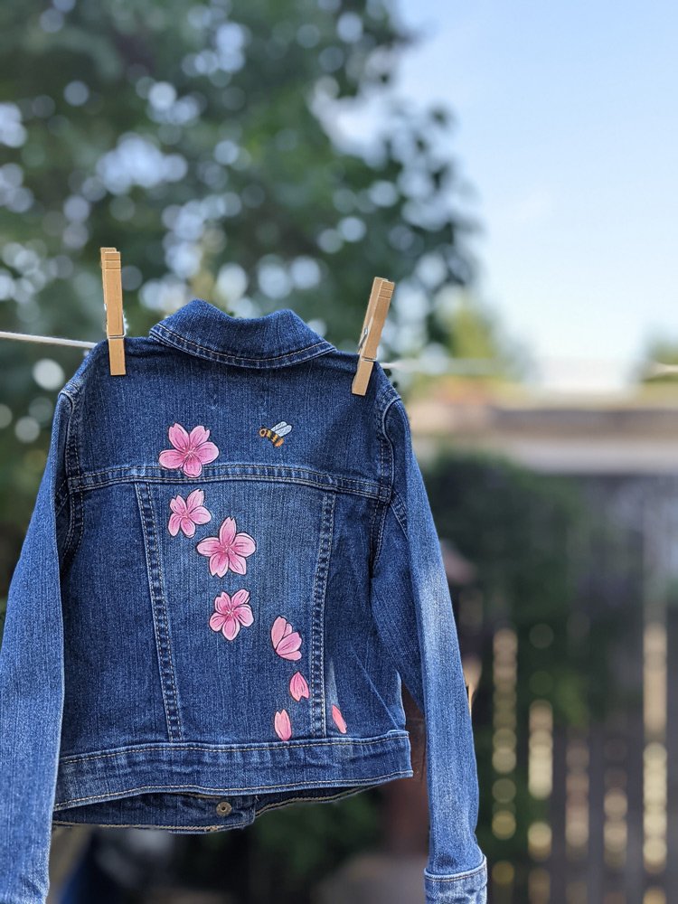Personalised Children's Floral Initial Denim Jacket