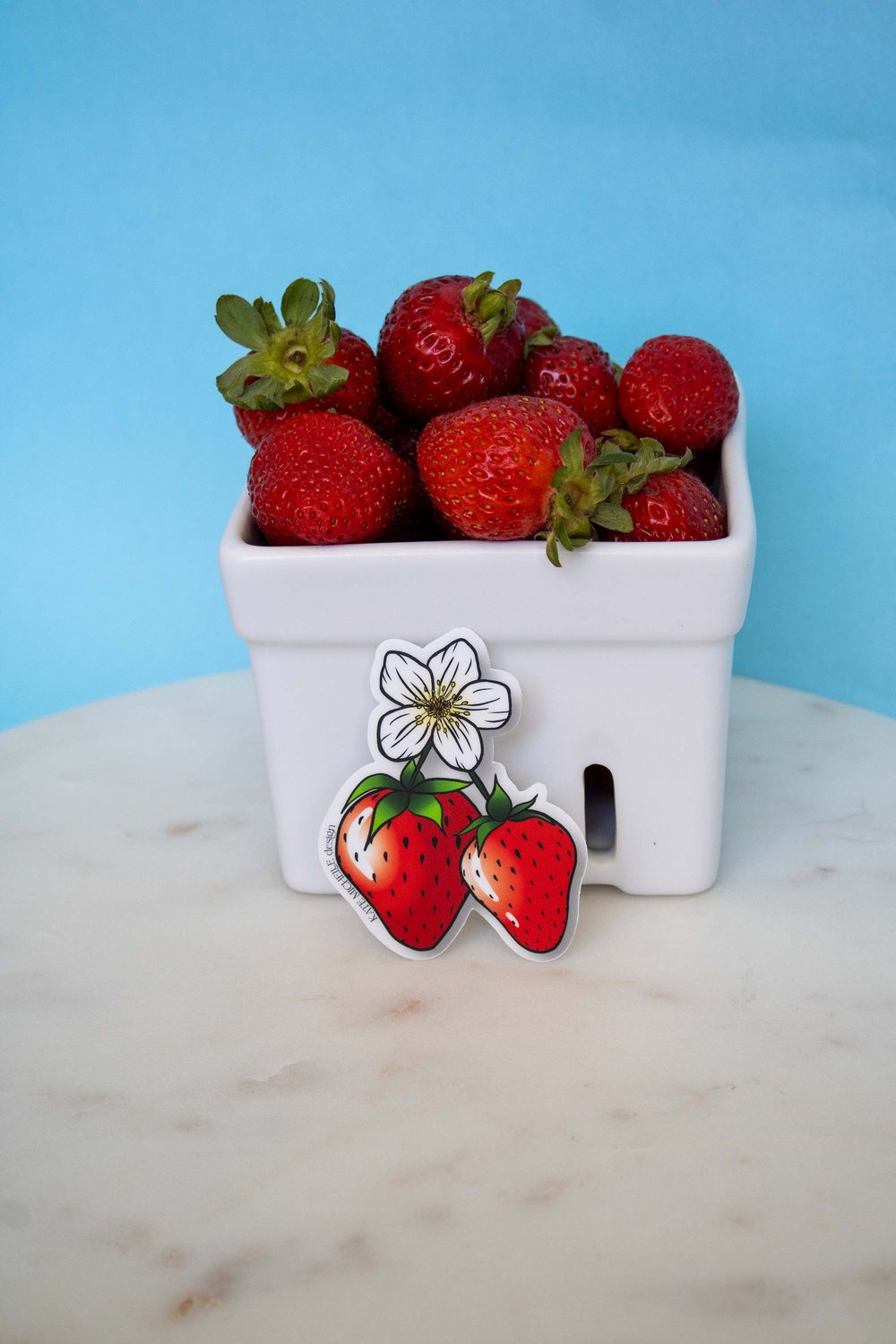 Cute whimsical strawberry sticker flower illustration FRESCA collection  Kate Michelle Design — Kate Michelle Design