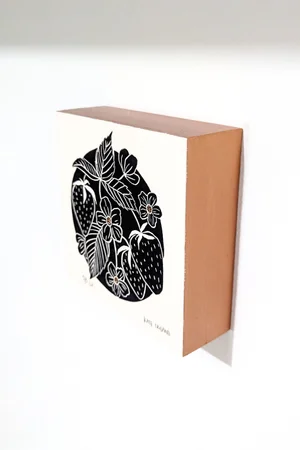 Swirl Cone Ice Cream Summer artwork Hand Carved Block Print Kate