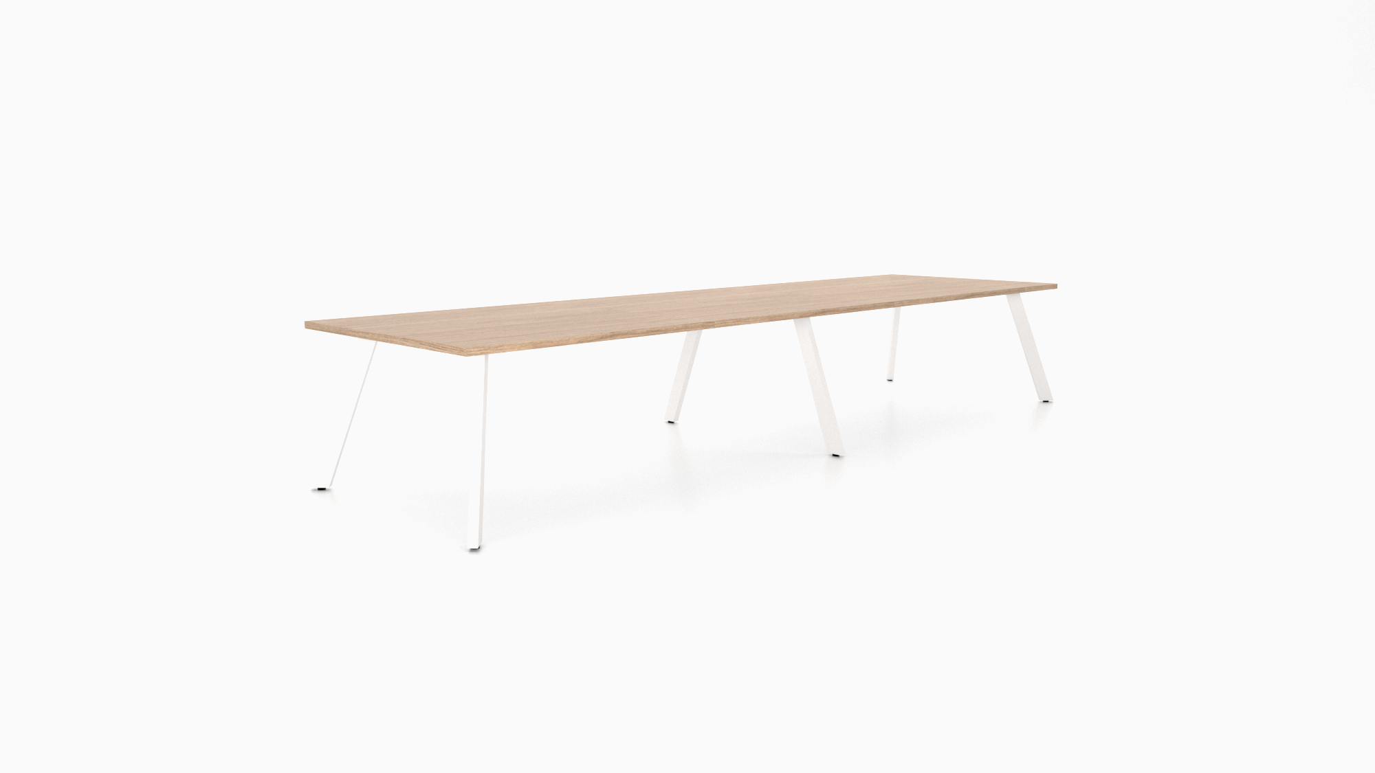 Trail conference table. Featuring a clean, modern design with distinctive angled legs. 