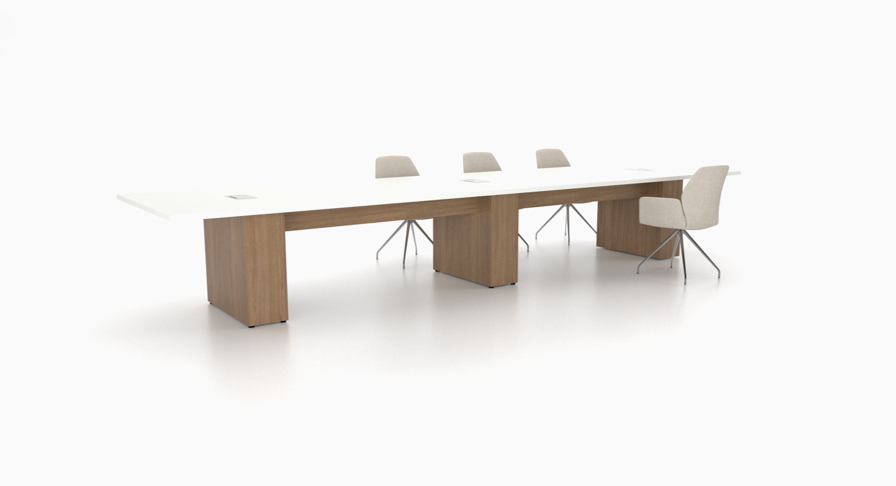 The Element conference table by Cornerstone Furniture features hollow core panel bases for a clean, modern look, combining lightweight strength with refined designs.
