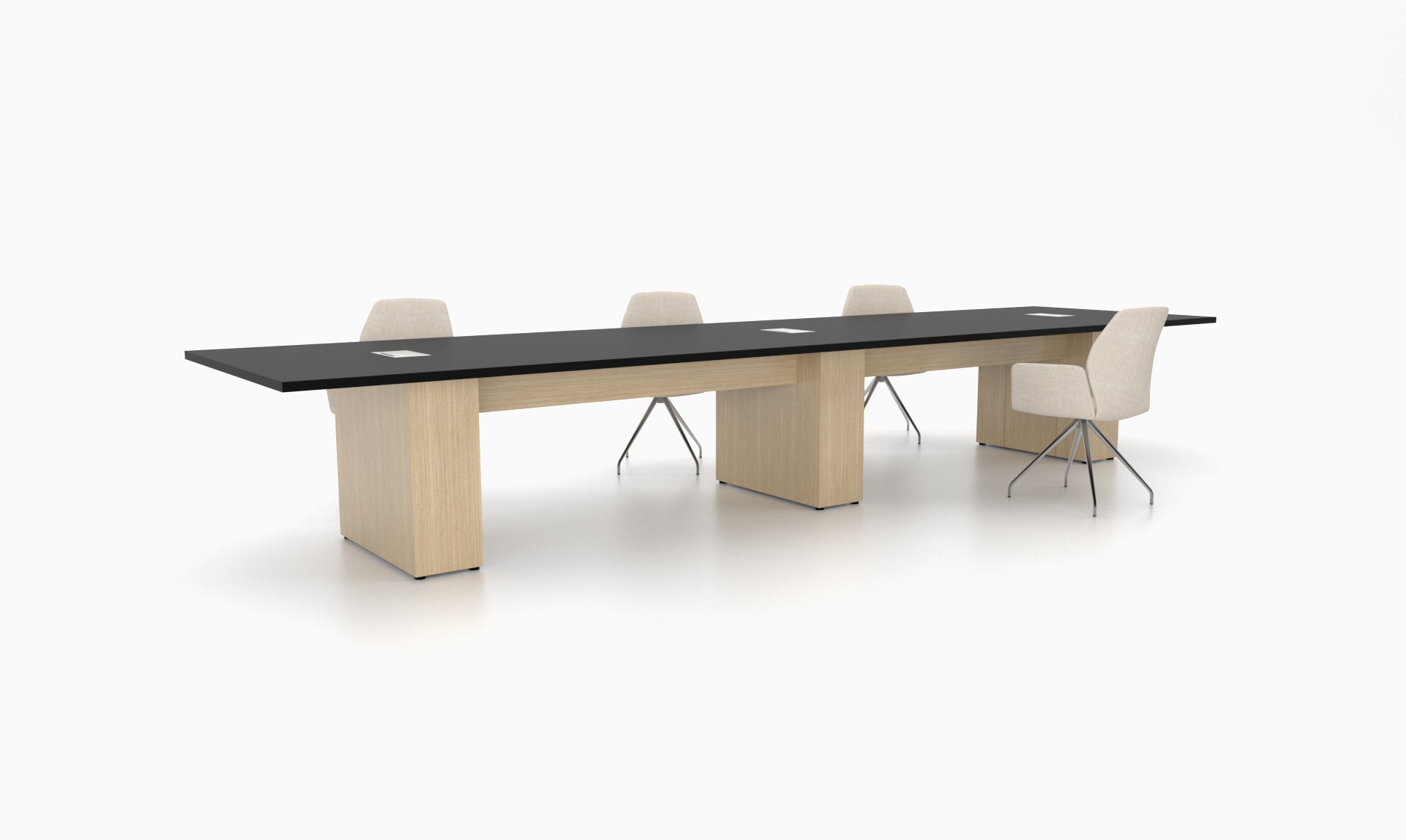 The Element conference table by Cornerstone Furniture features hollow core panel bases for a clean, modern look, combining lightweight strength with refined designs.