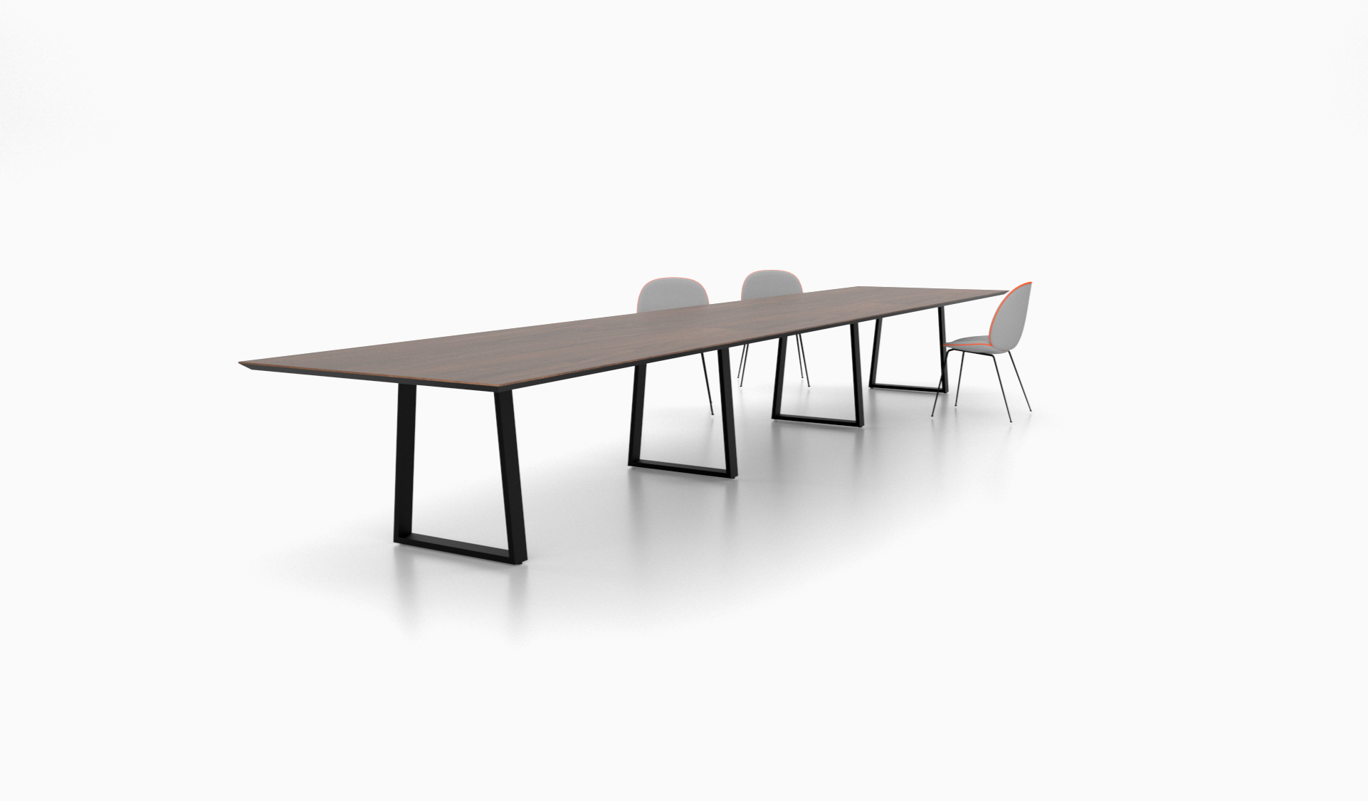 The Modern Industrial conference table blends minimalist design with industrial character. Featuring sleek lines, durable materials, and a bold presence.