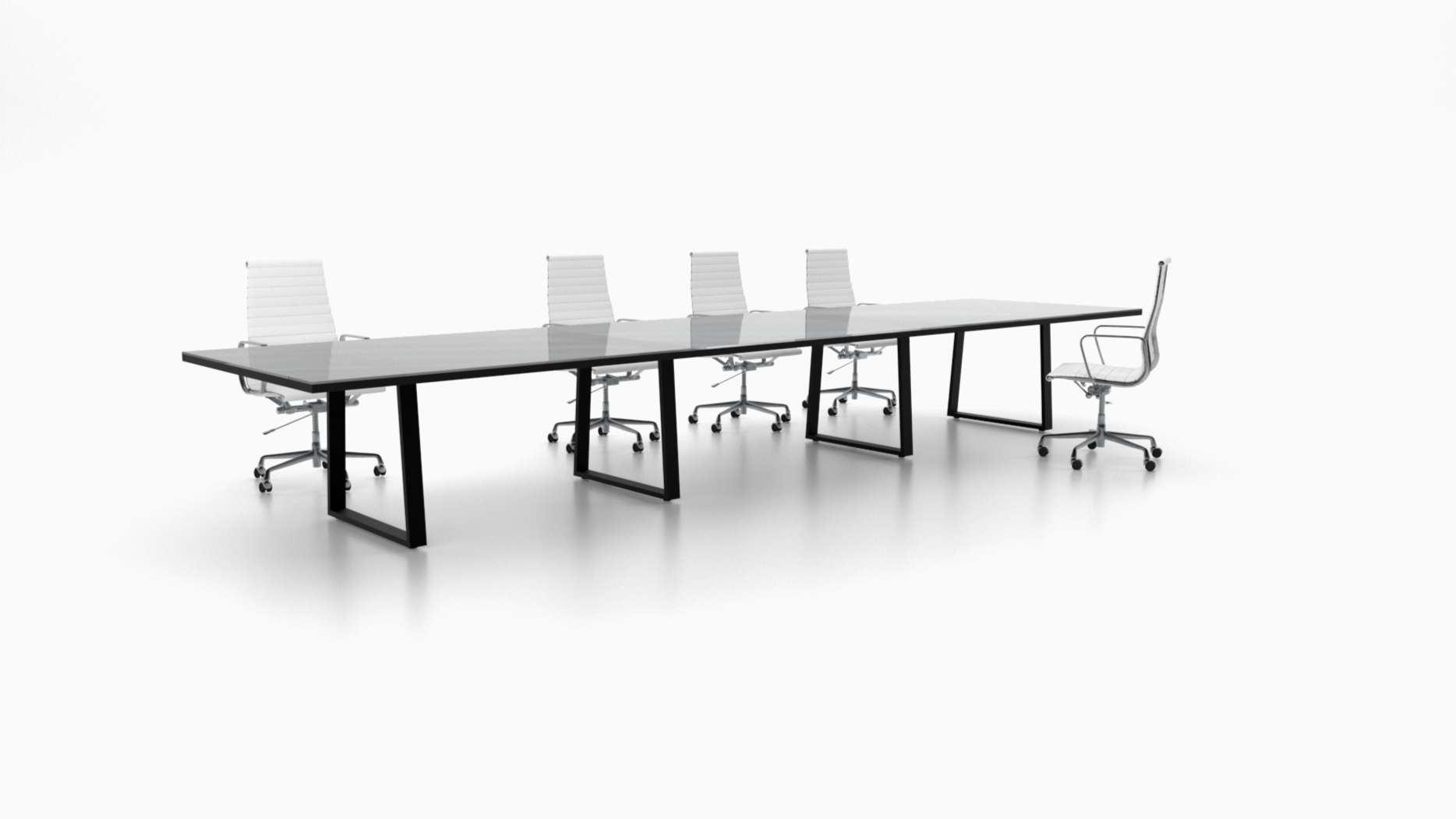 The Modern Industrial conference table blends minimalist design with industrial character. Featuring sleek lines, durable materials, and a bold presence.