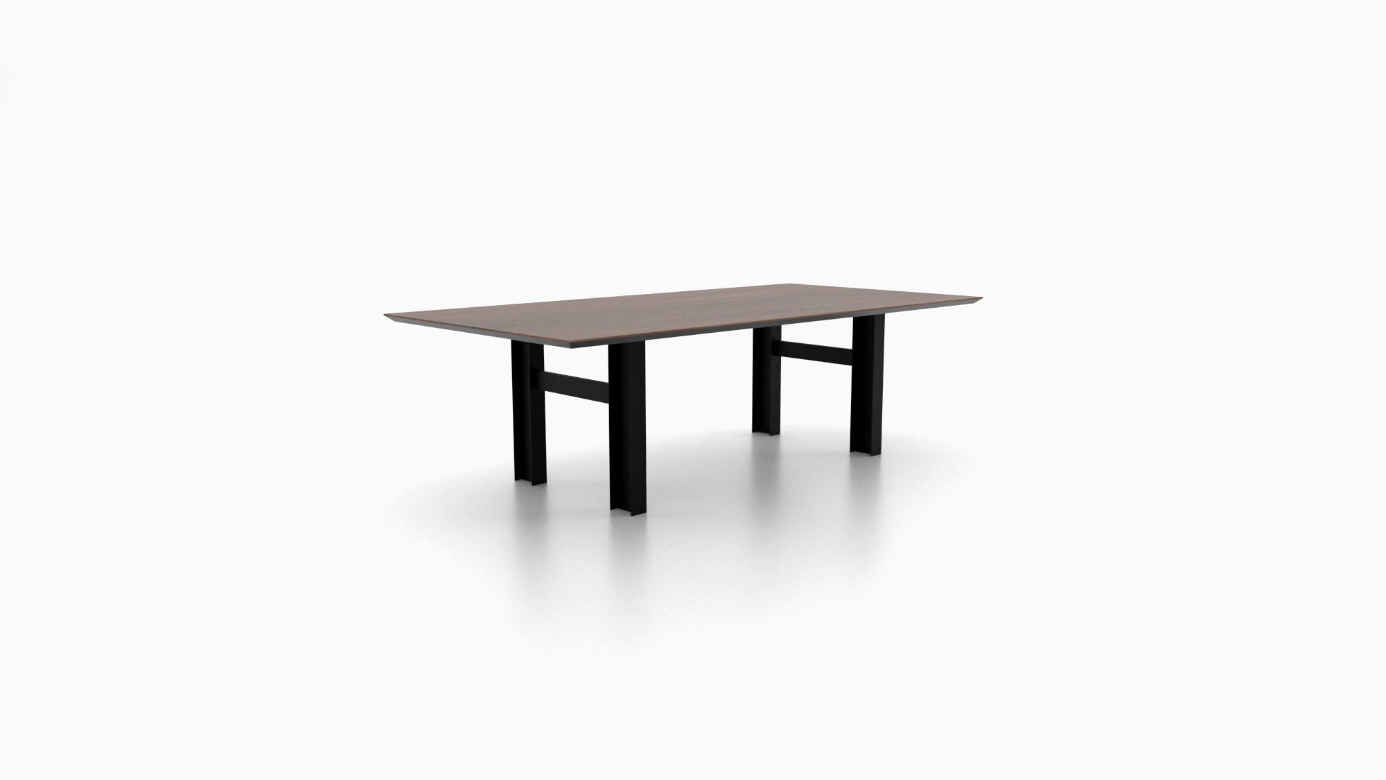 The Rockefeller conference table by Cornerstone Furniture combines a bold design with a steel I-beam base, delivering industrial strength and modern style.