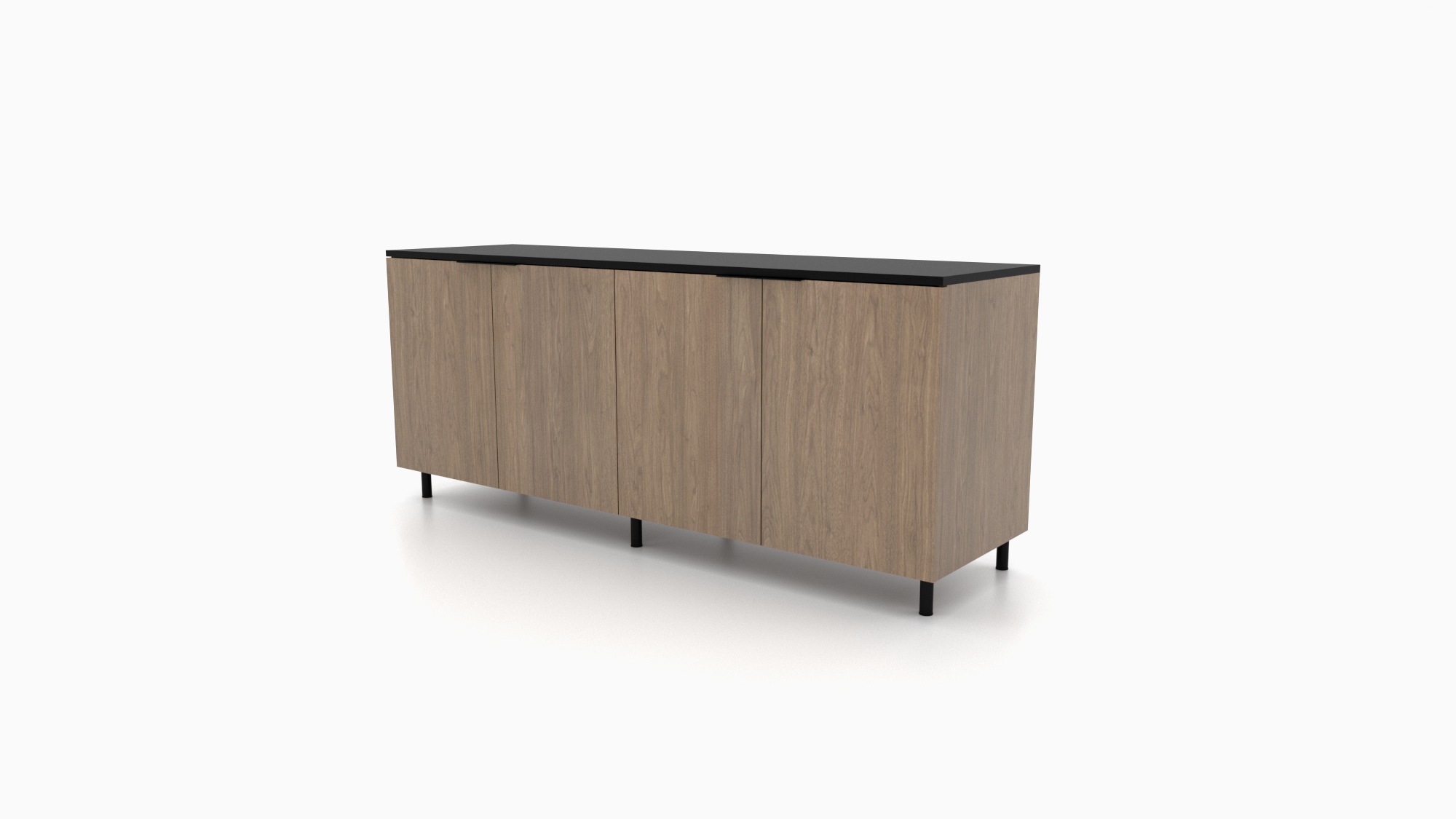 The Modern Industrial credenza line by Cornerstone Furniture blends sleek design with raw, functional elements, crafted for commercial spaces that value durability and style.