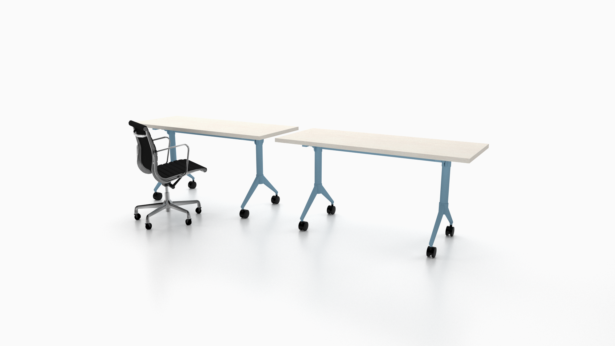 Team Work training table. Designed for dynamic spaces, this training table moves with you.