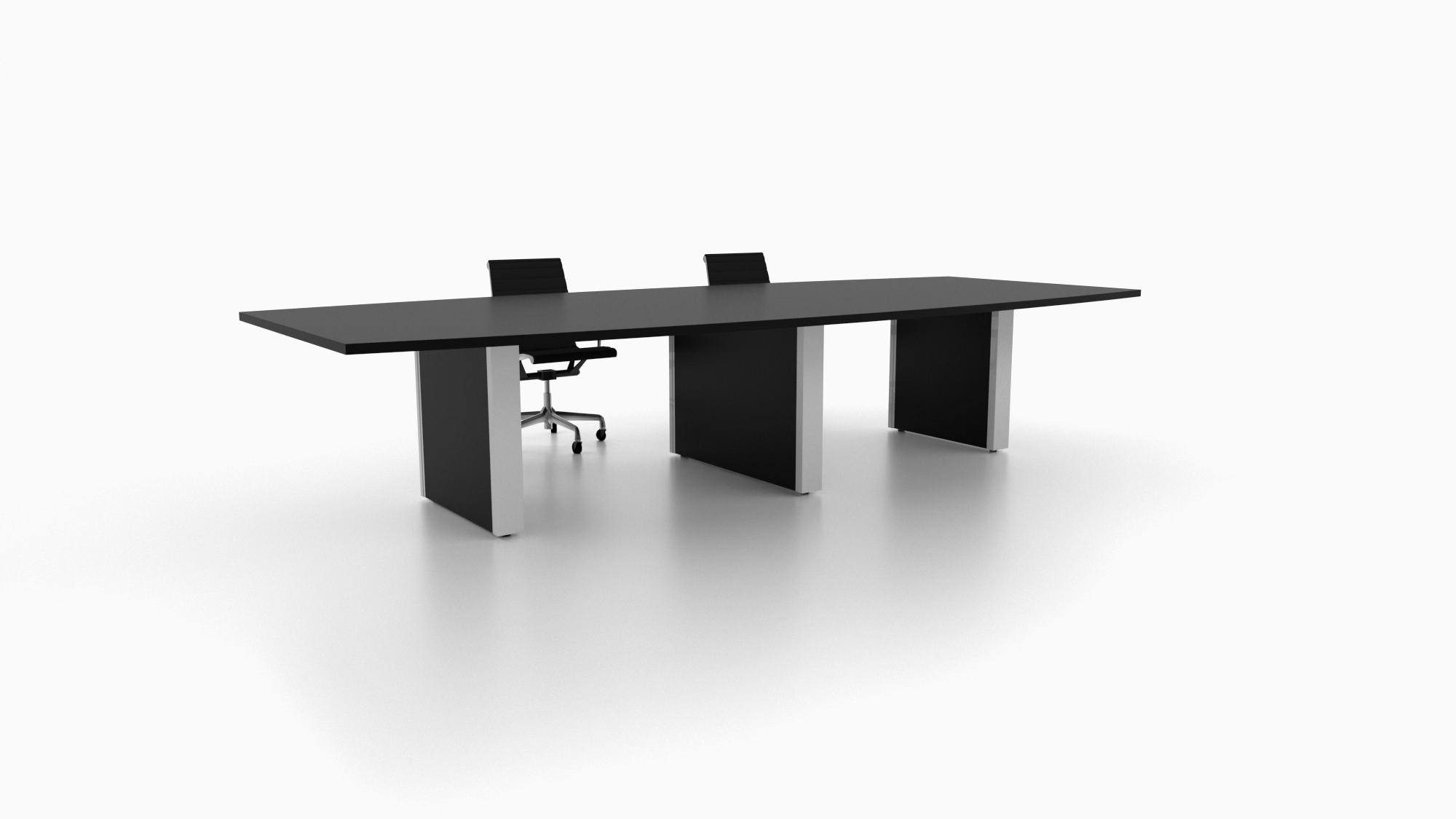 Together conference table featuring flat steel panel bases. 