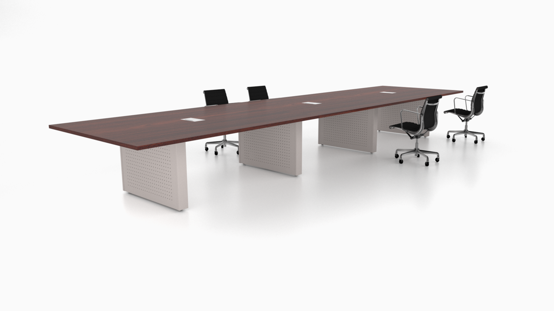 Together conference table featuring flat steel panel bases. 