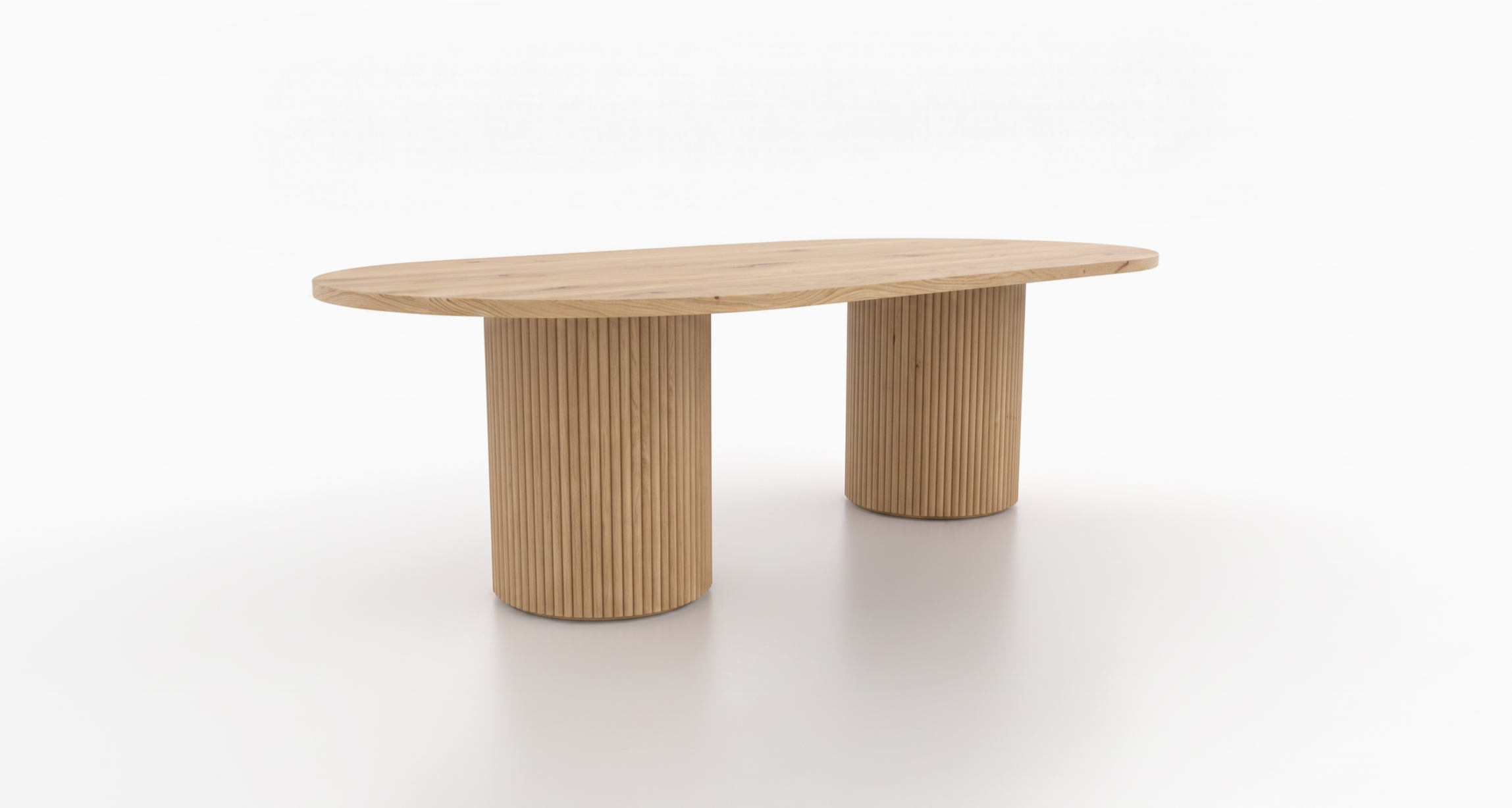 Dune conference table featuring a veneer top and tambour base.