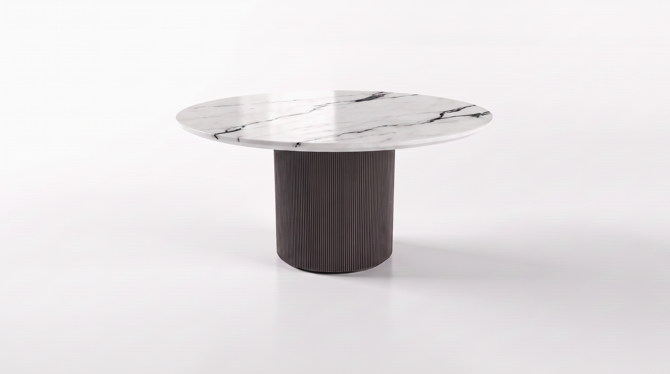 Dune conference table featuring a quartz top and tambour base.