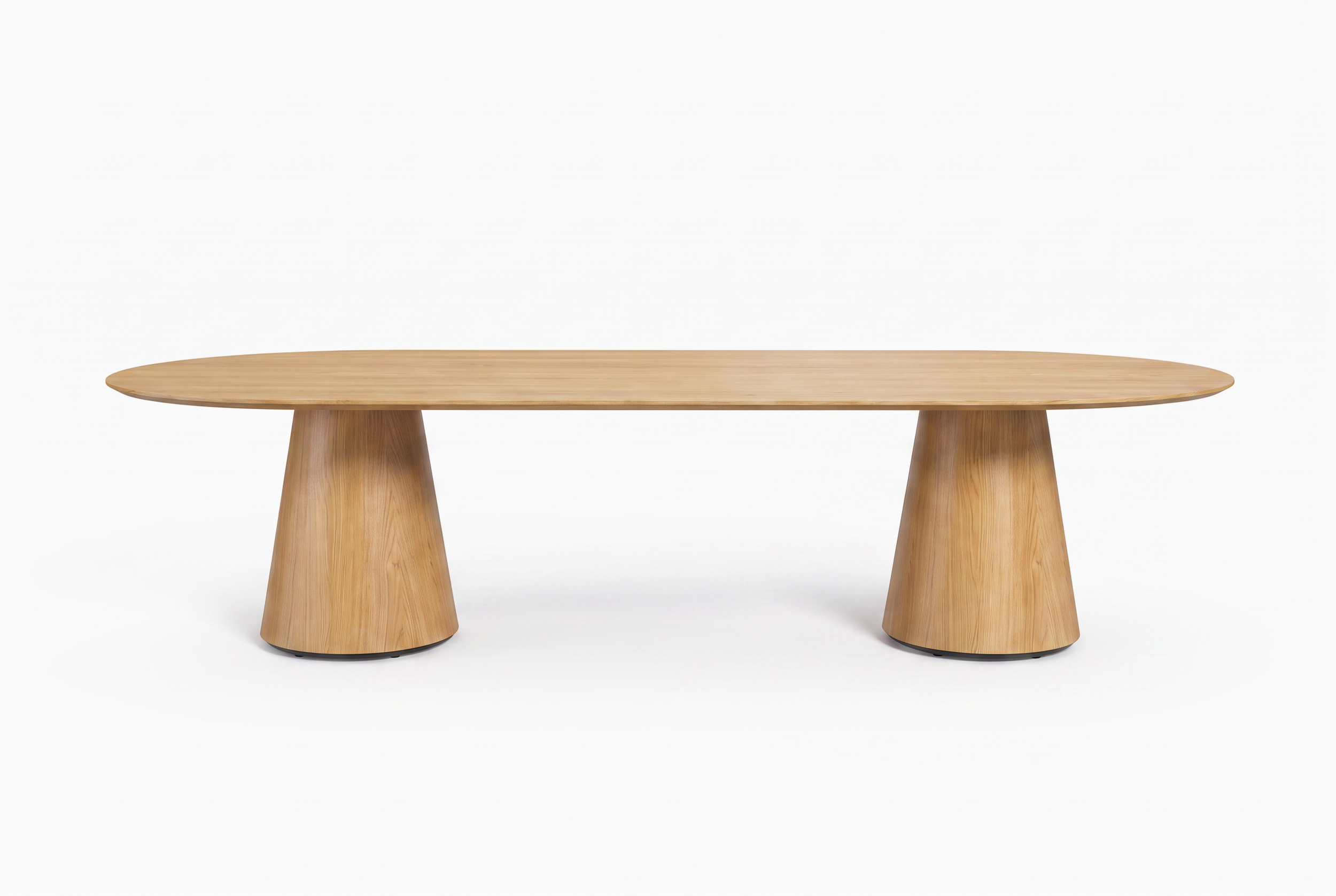 Tapered edge base in white oak. Keystone conference table. 