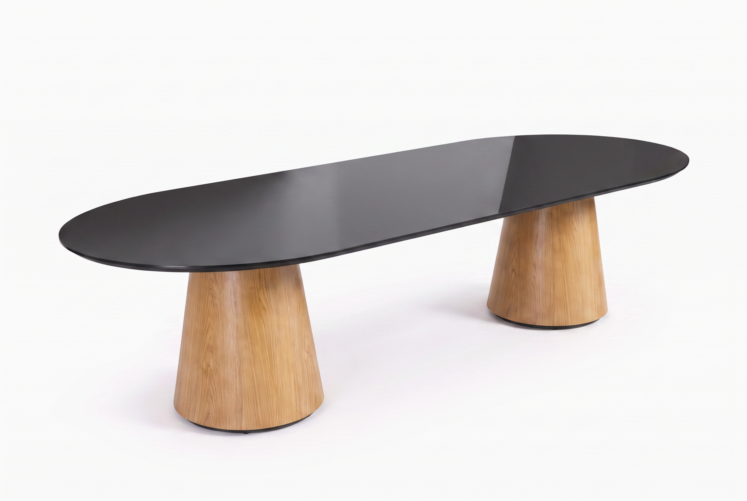 Tapered base featuring a painted back glass top.