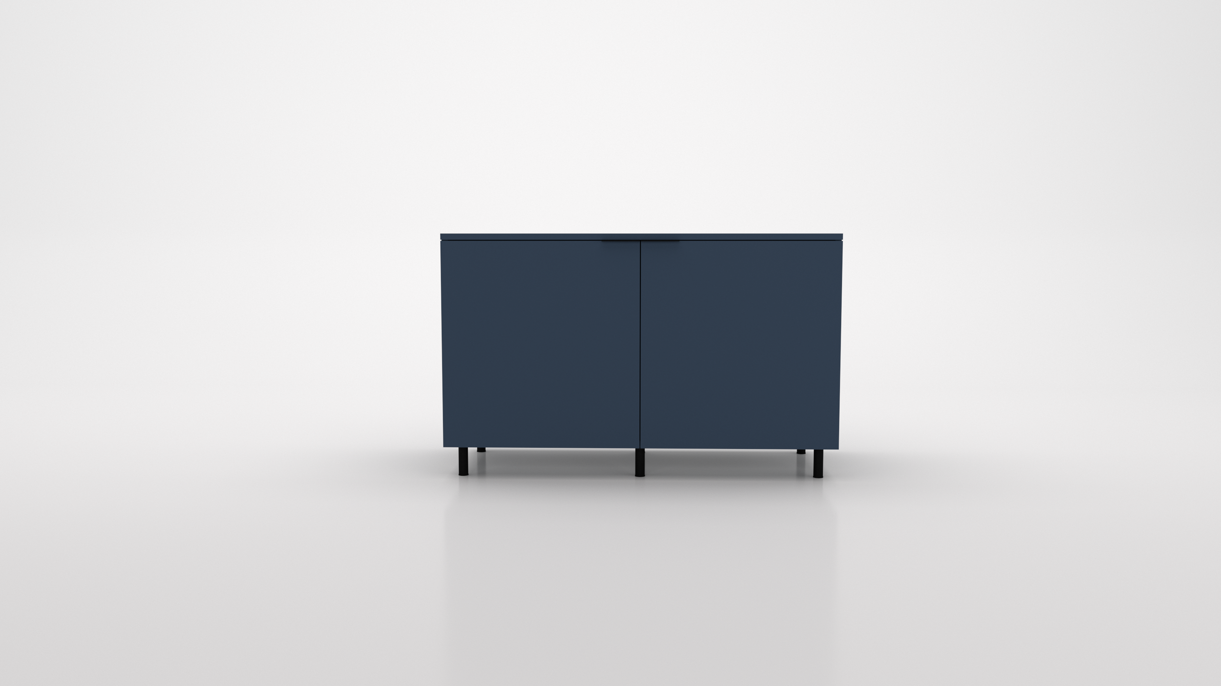 Modern Industrial Credenza built with laminate. Clean lines and natural warmth for streamlined storage in any workspace.