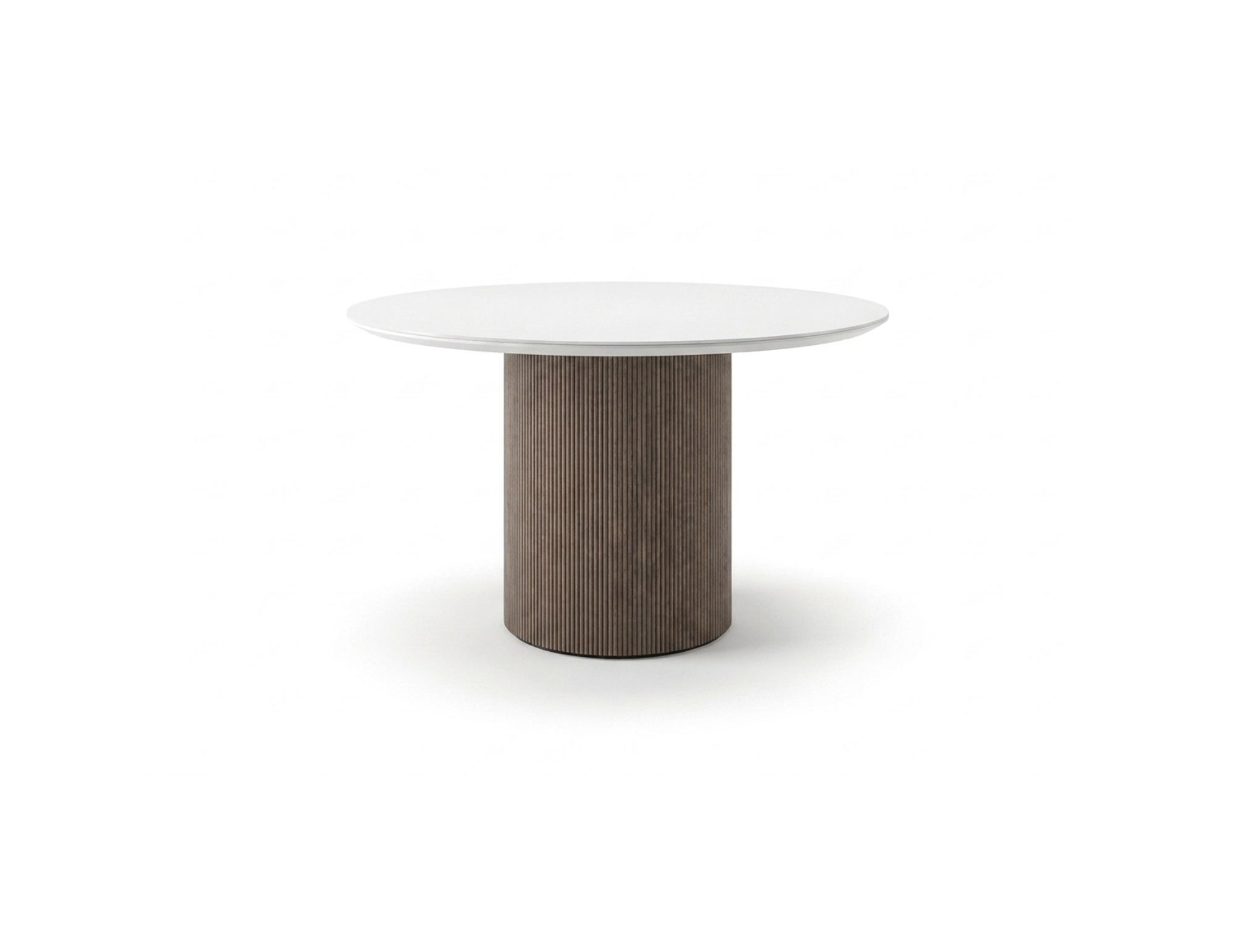 Dune conference table featuring a glass top and tambour base.