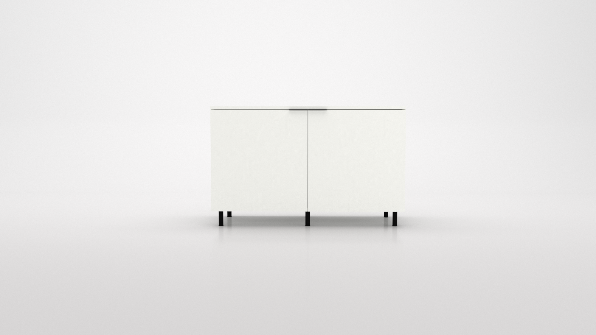 Modern Industrial Credenza built with white laminate. Clean lines and natural warmth for streamlined storage in any workspace.
