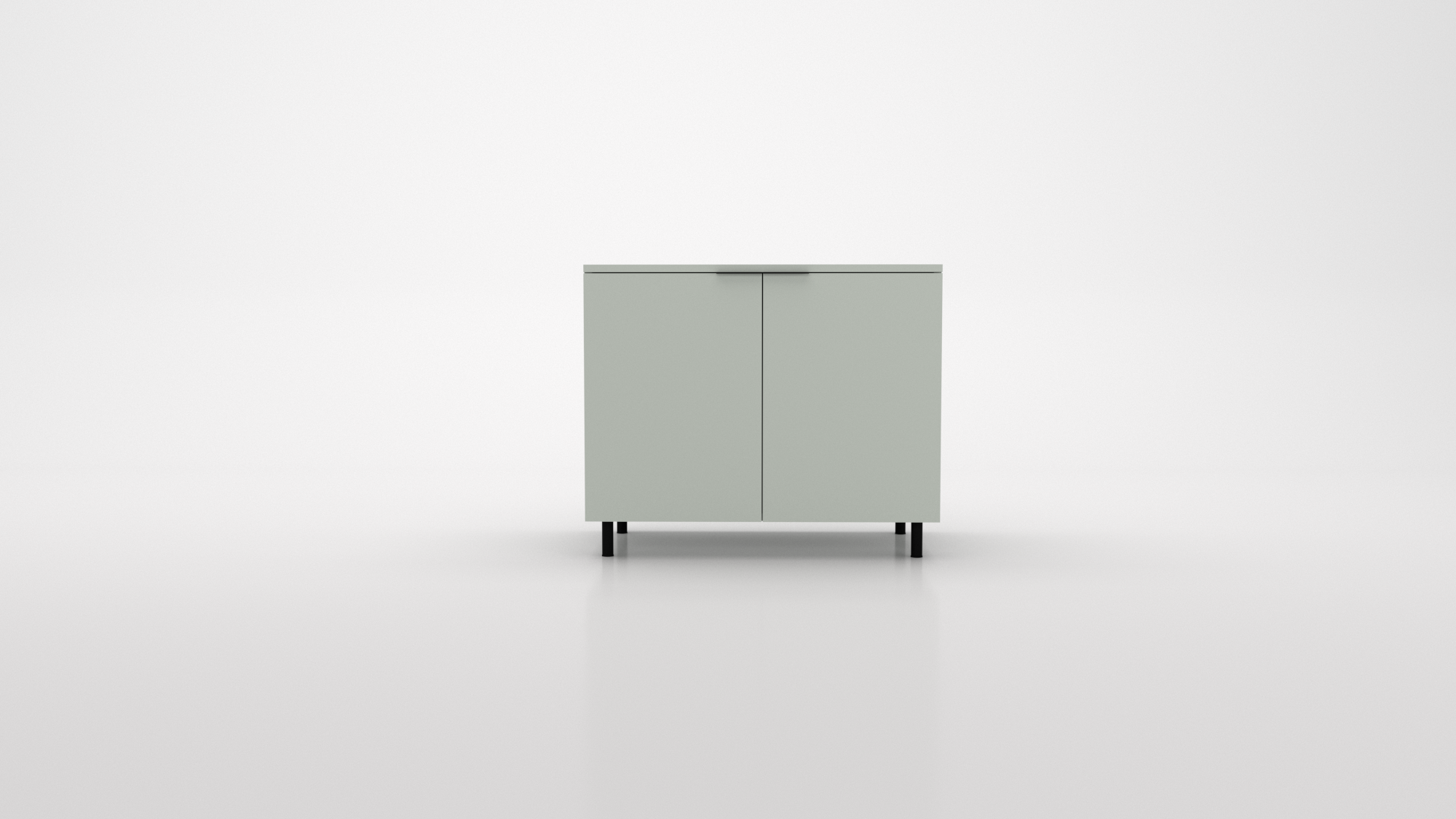 Modern Industrial Credenza built with laminate. Clean lines and natural warmth for streamlined storage in any workspace.