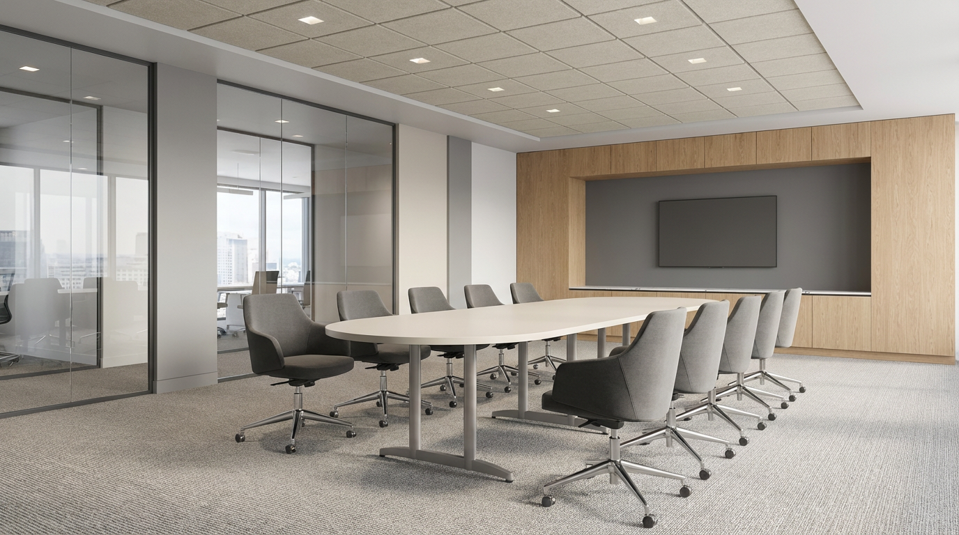 Next Step conference table featuring double T bases.