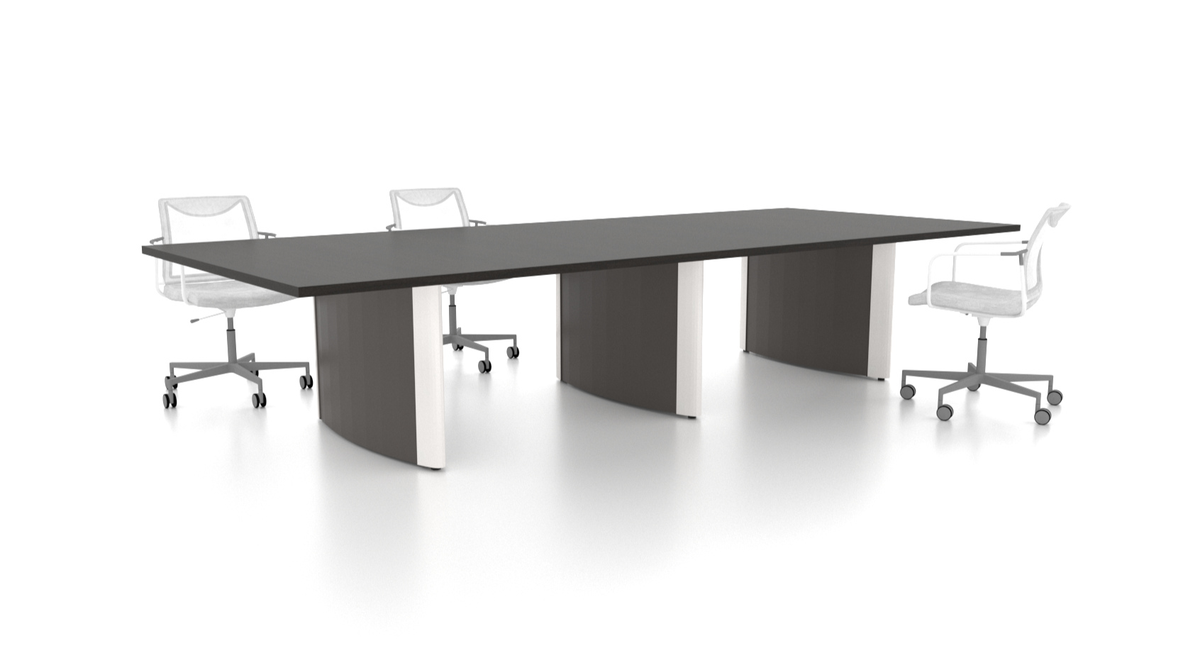 Catalyst conference table featuring V shaped bases.