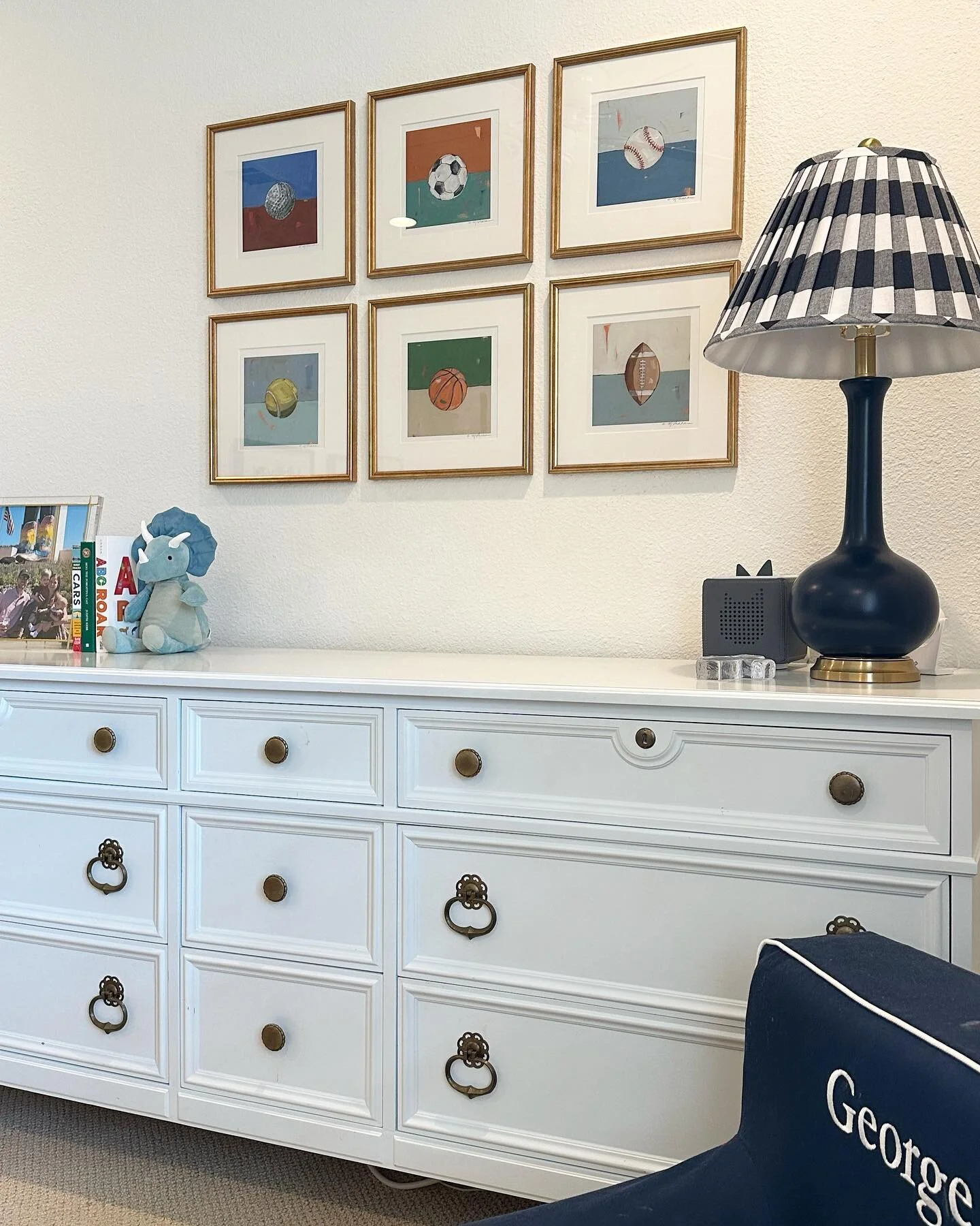 snips, snails and dinosaur tails ✨ 
pt.2 of this big boy room. art &amp; updated pieces makes all the difference!
.
.
.
Design by @harperbelleinteriors 

#interiordesign #dallasdesign #boybedroom #beforeandafter #southernliving