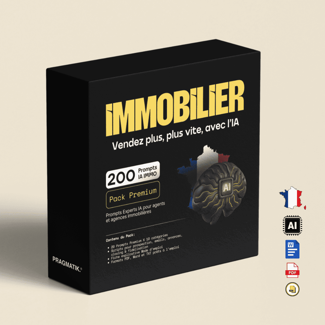 Pack 200 Prompts Premium IA Immobilier – France