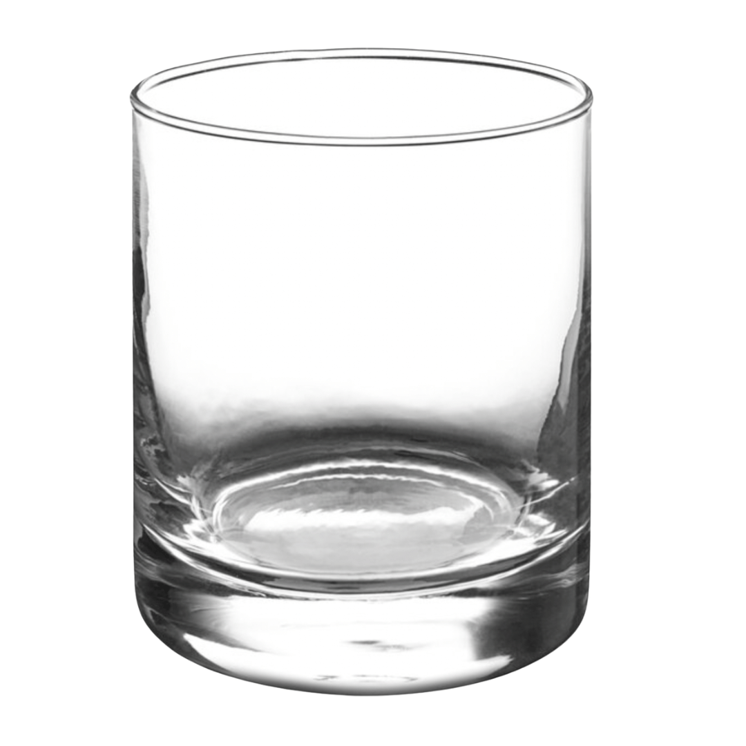 Photo of a whiskey glass on a white background