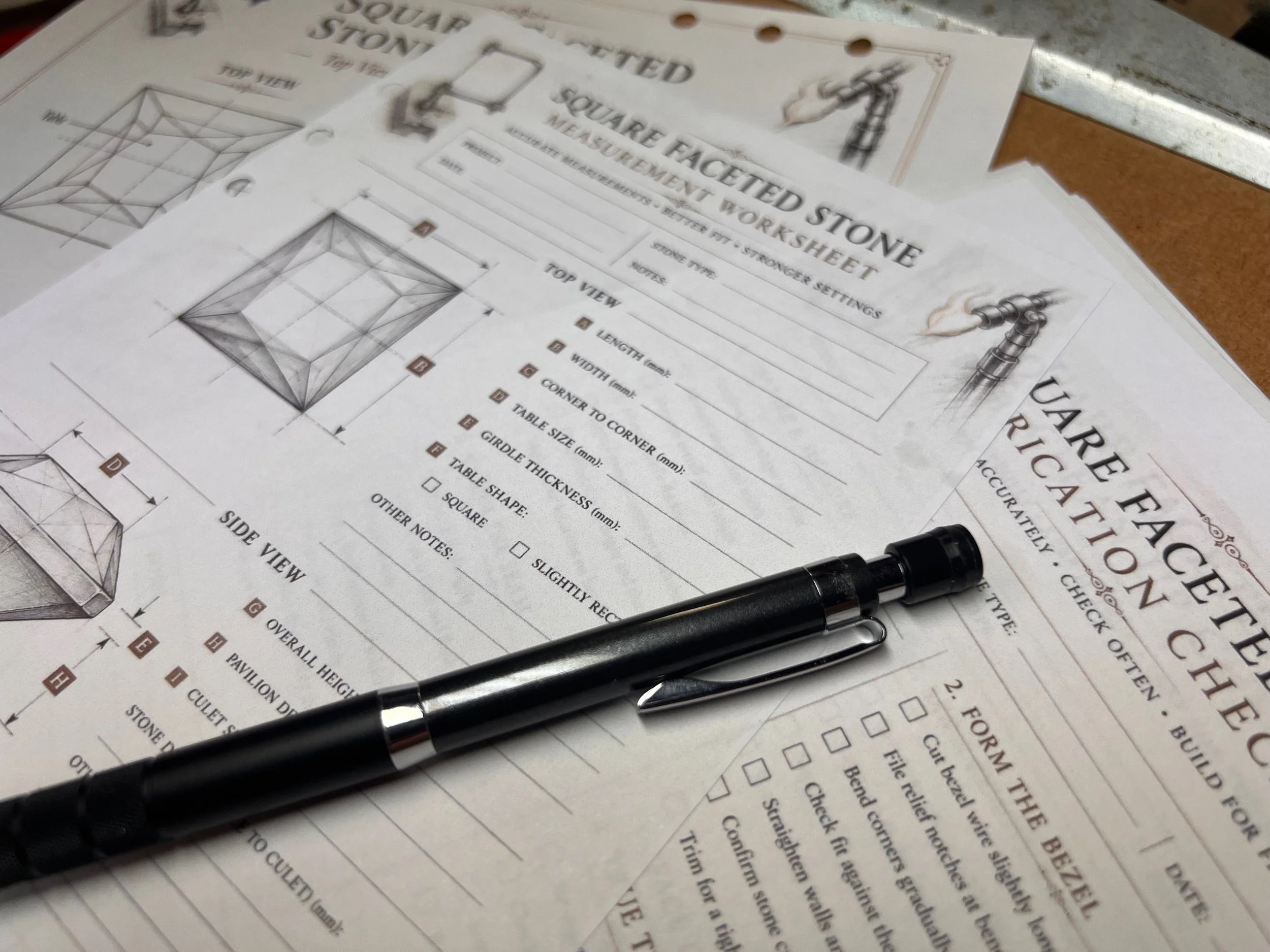 Pencil worksheets and jewelry making checklists