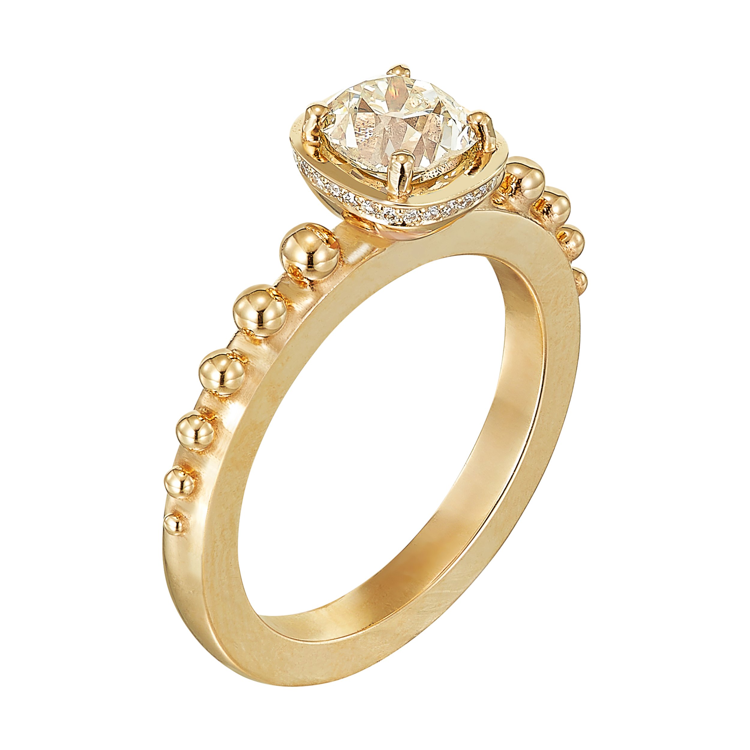 Sari Bandhani Granulated  Solitaire Ring